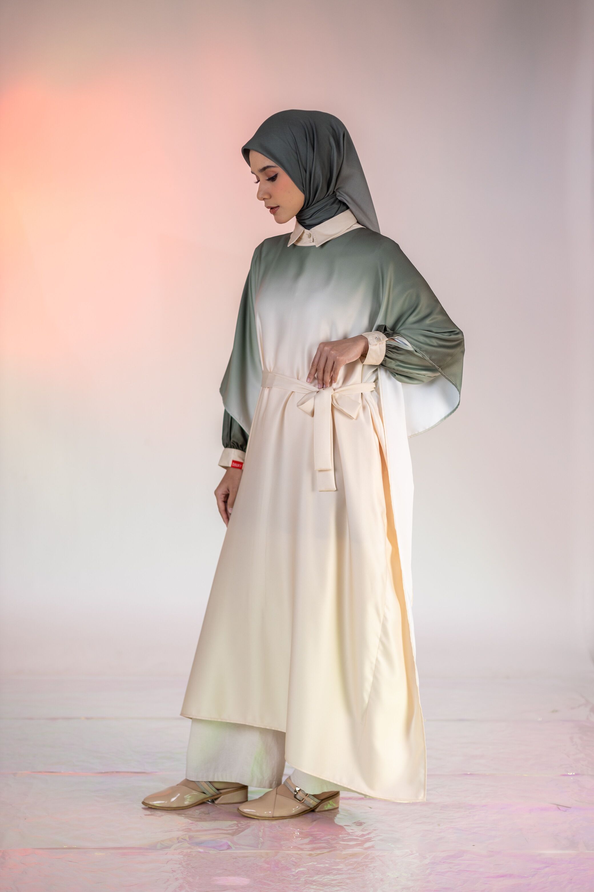 L Dress Kaftan Ombre - Beige