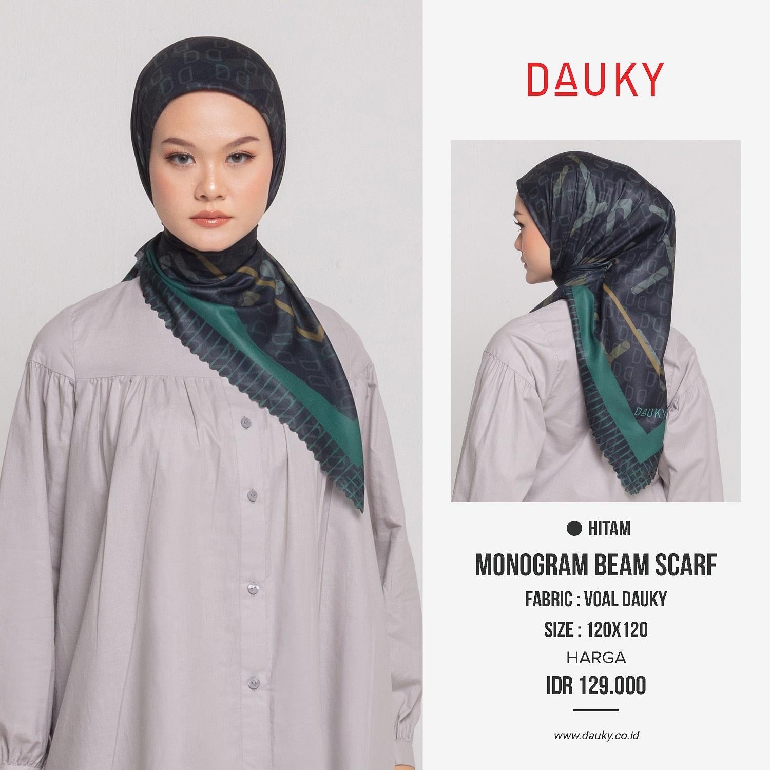 Monogram Beam Scarf - Hitam