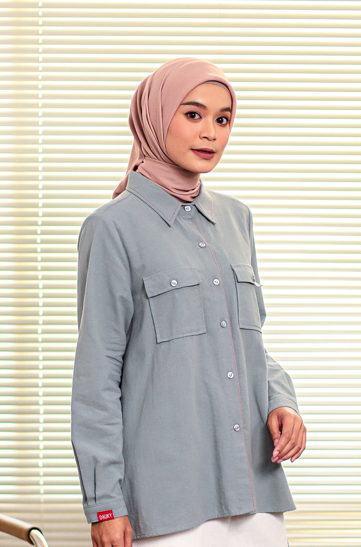 M Tunic Linen Contrast - Silver Grey