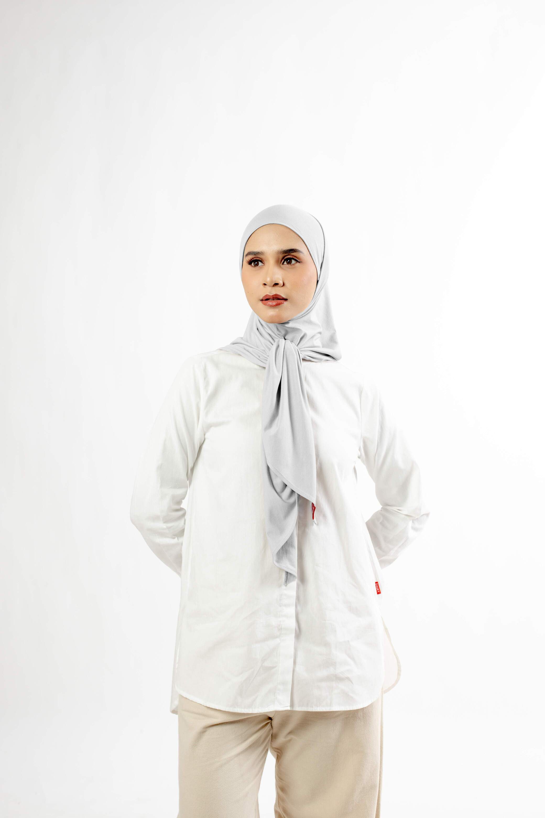 Small String Instant Hijab - Silver Grey