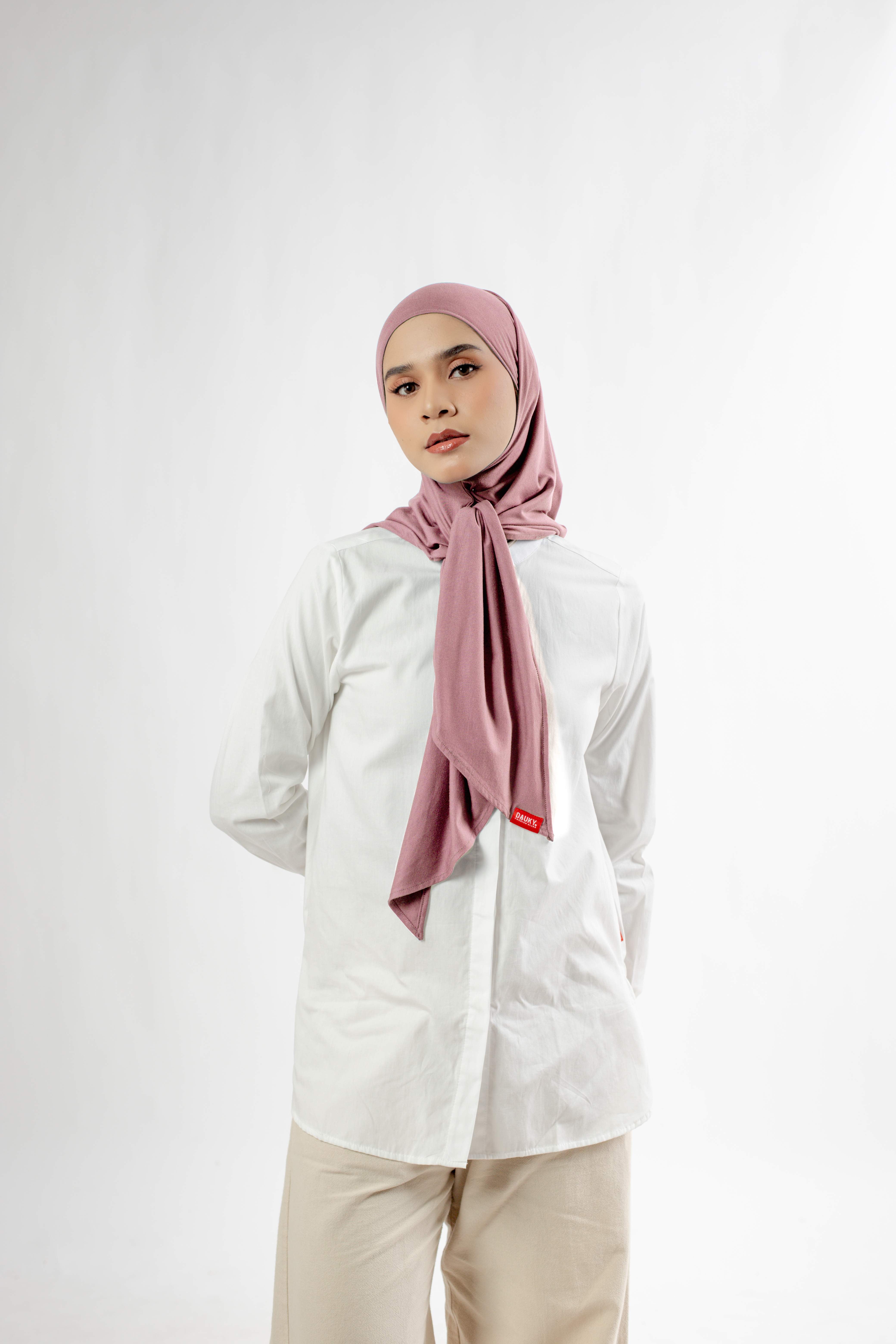 Small String Instant Hijab - Dusty Pink