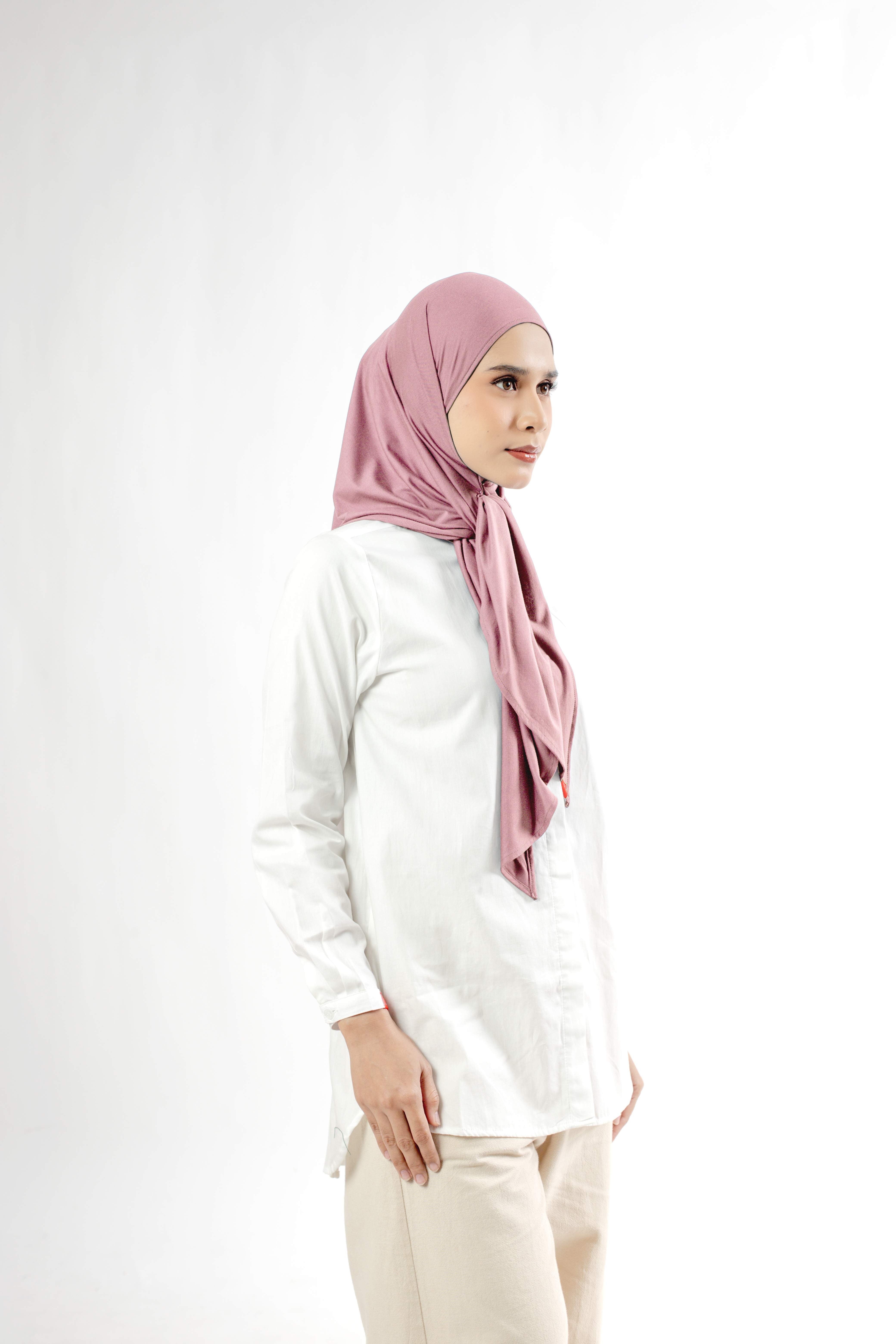 Small String Instant Hijab - Dusty Pink