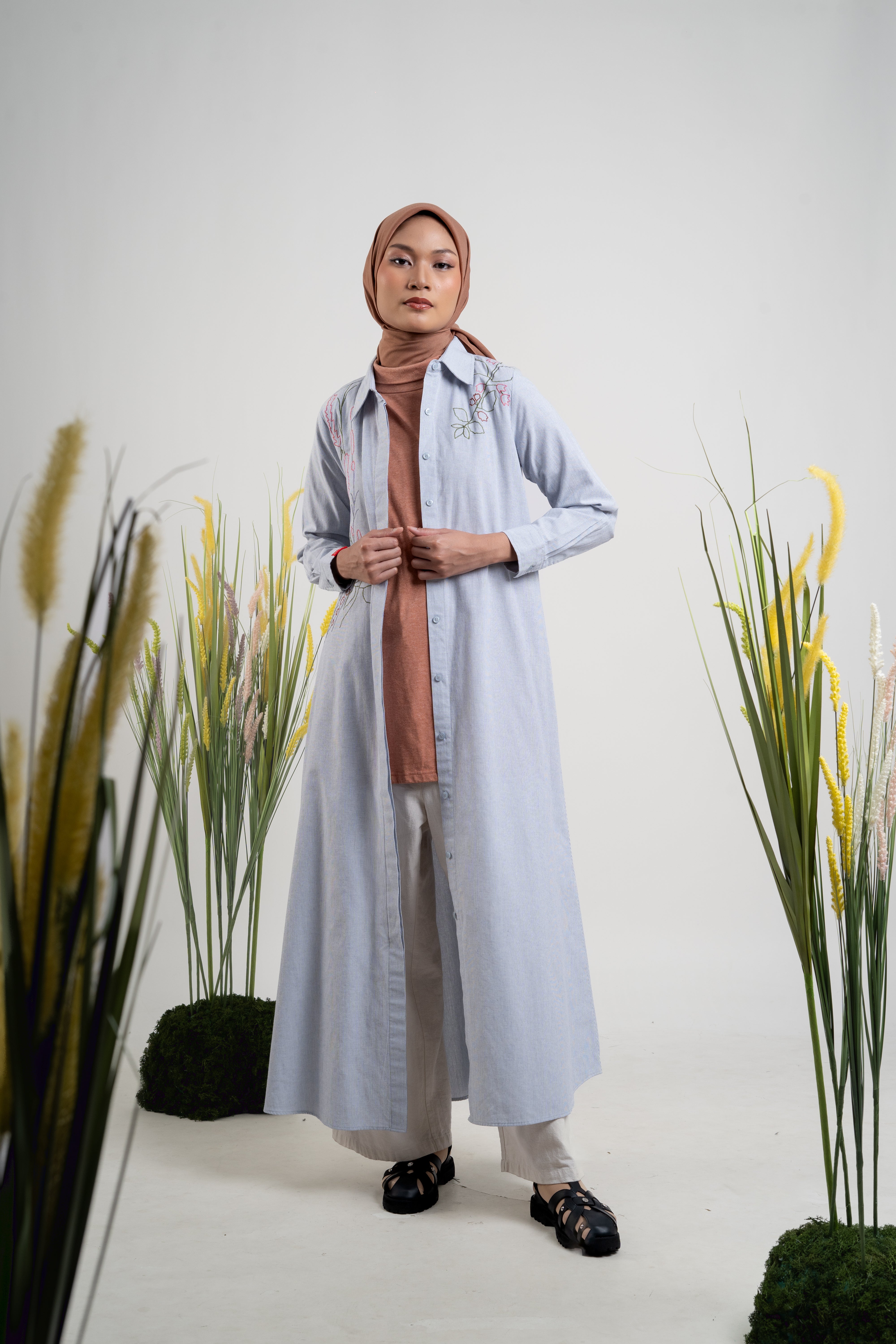 L Dress Wild Flower - Silver Grey
