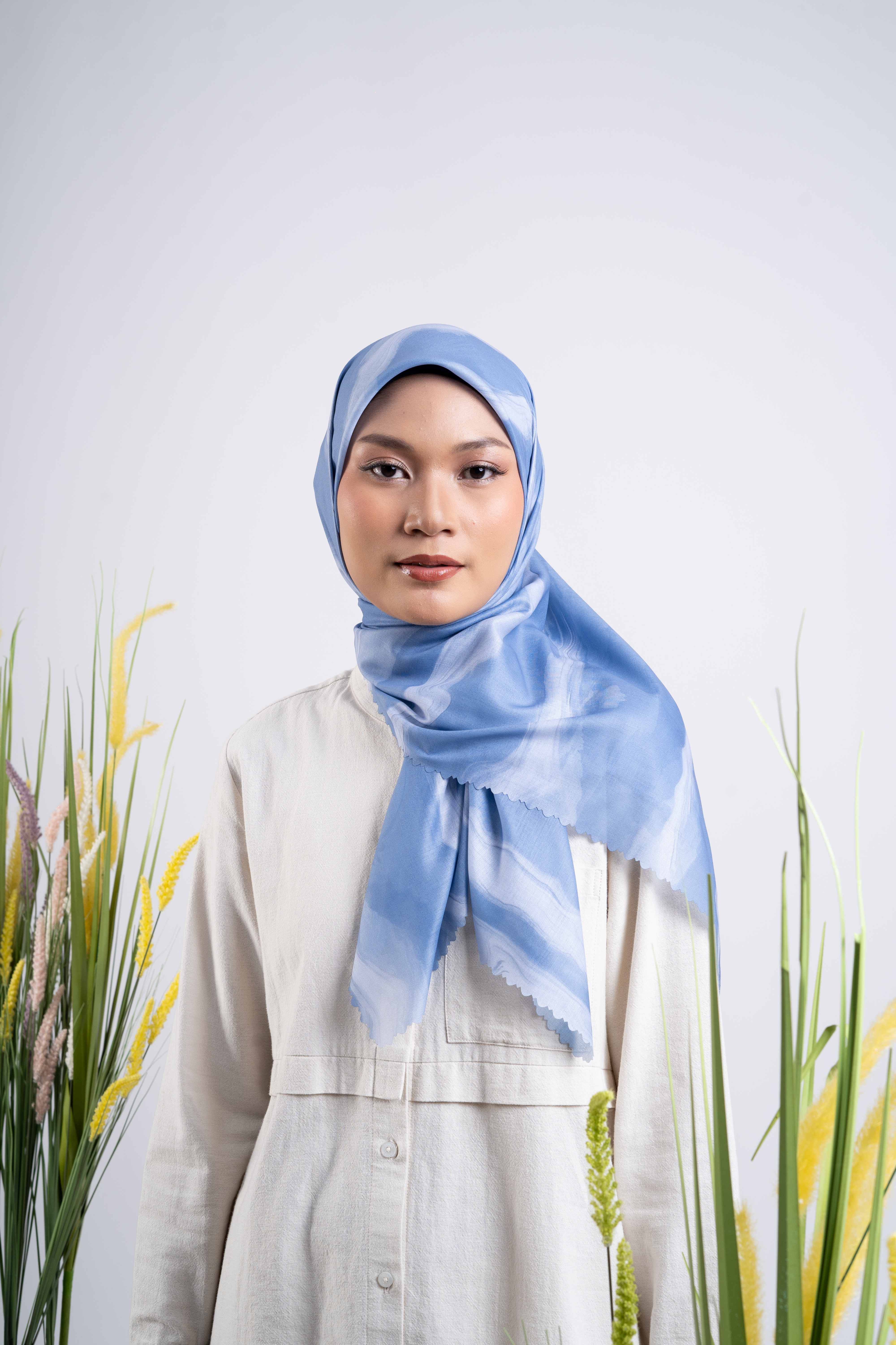 Lined Spreads Premium Scarf - Dusty Blue