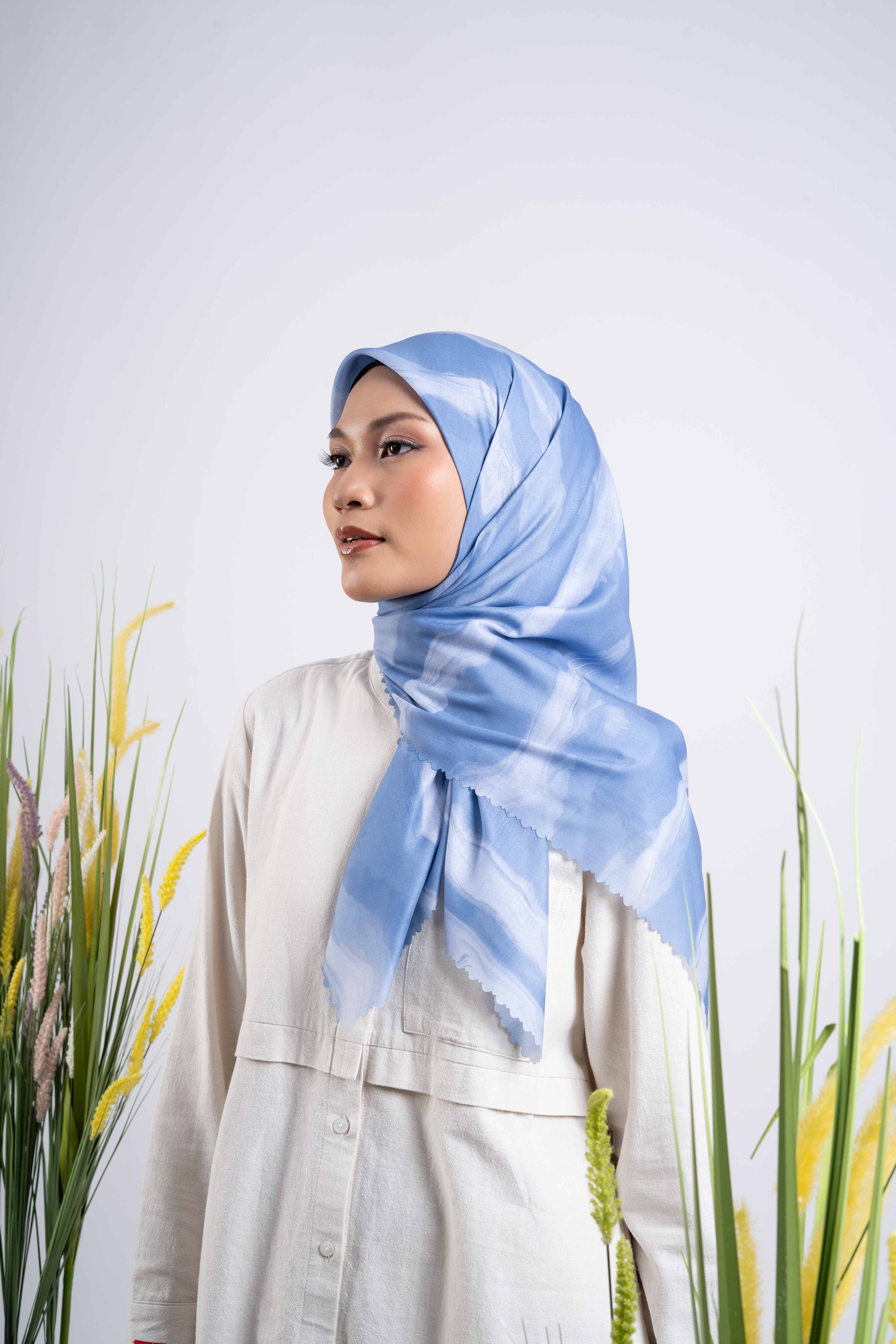 Lined Spreads Premium Scarf - Dusty Blue