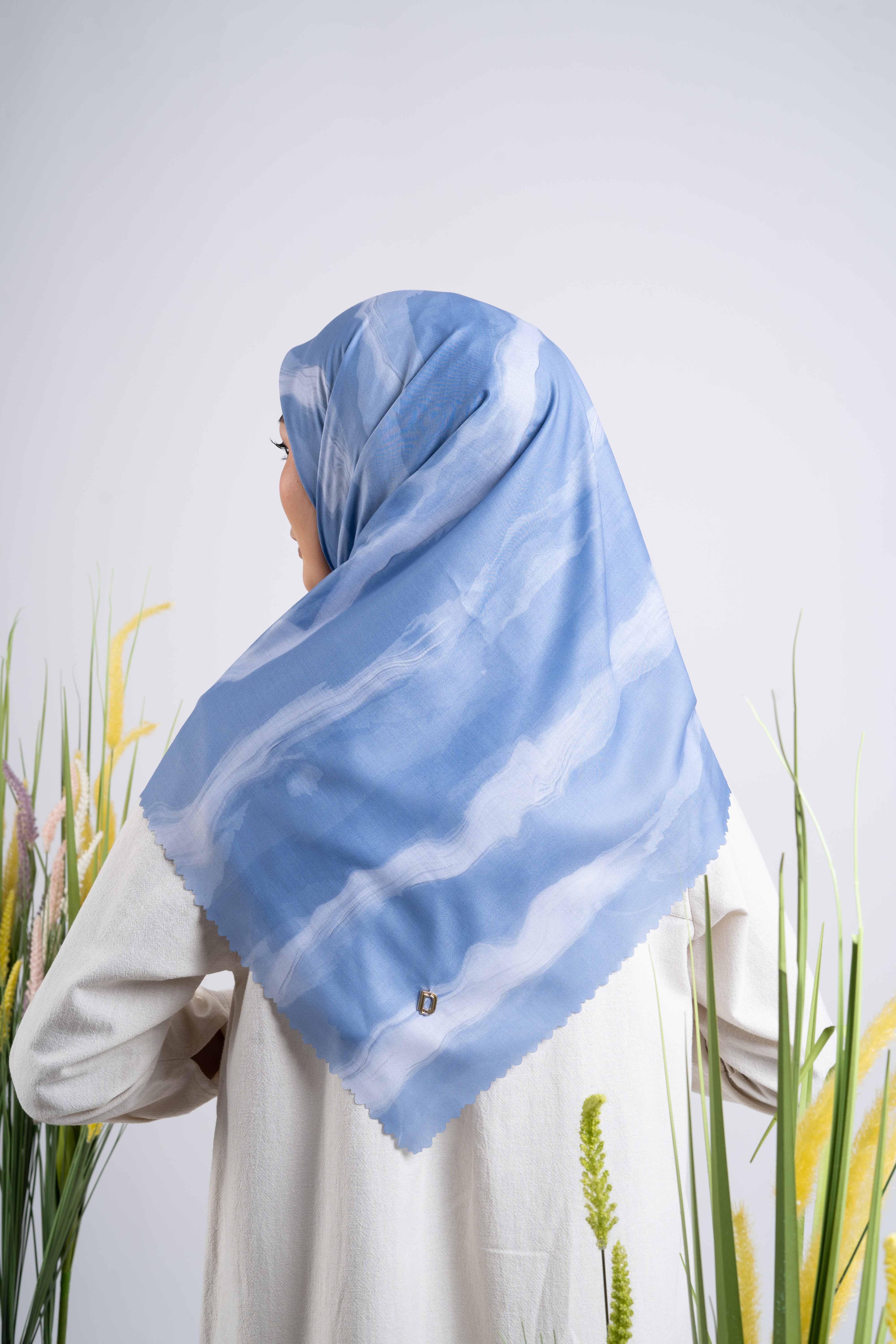 Lined Spreads Premium Scarf - Dusty Blue