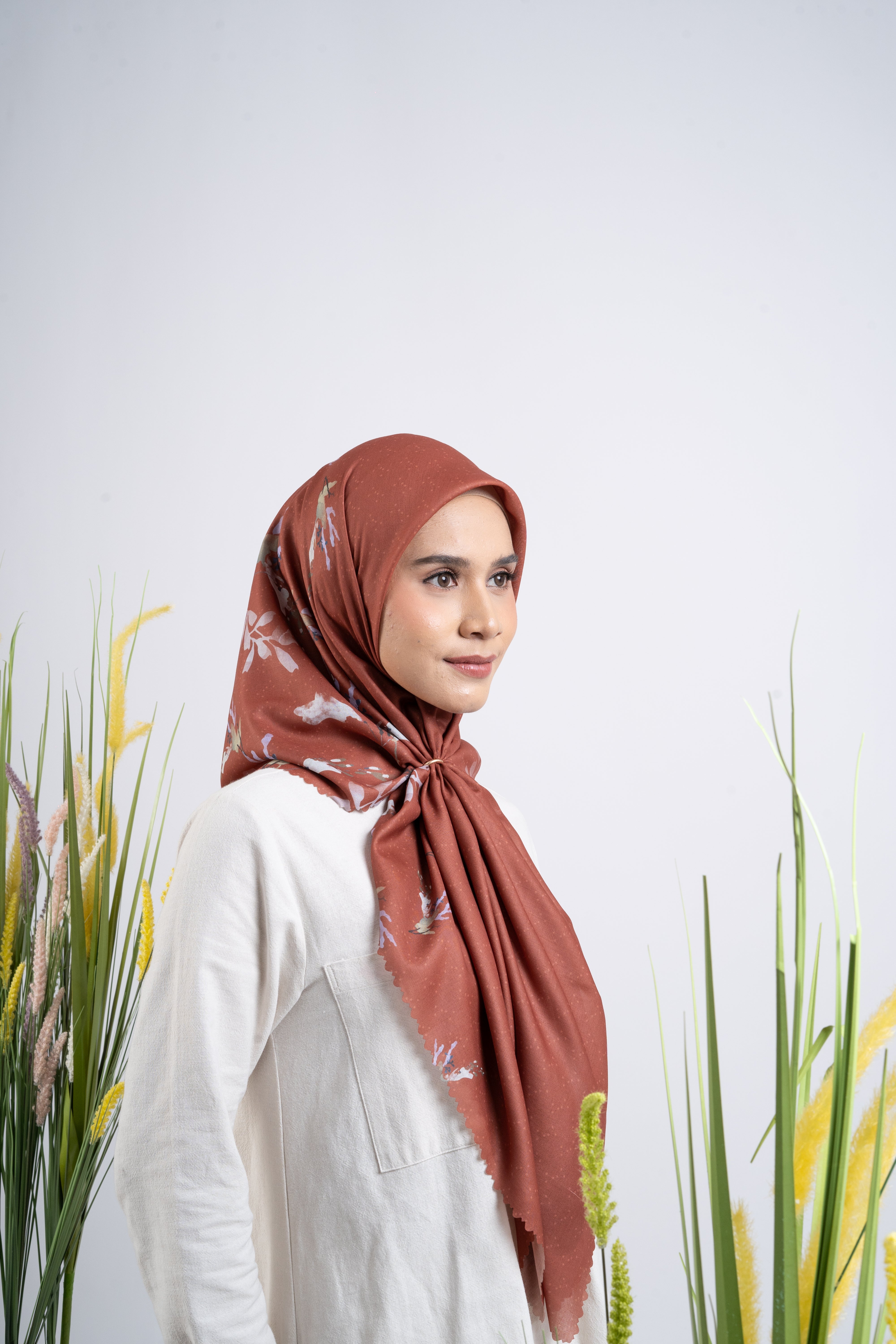 Floral Spreads Premium Scarf - Terracotta