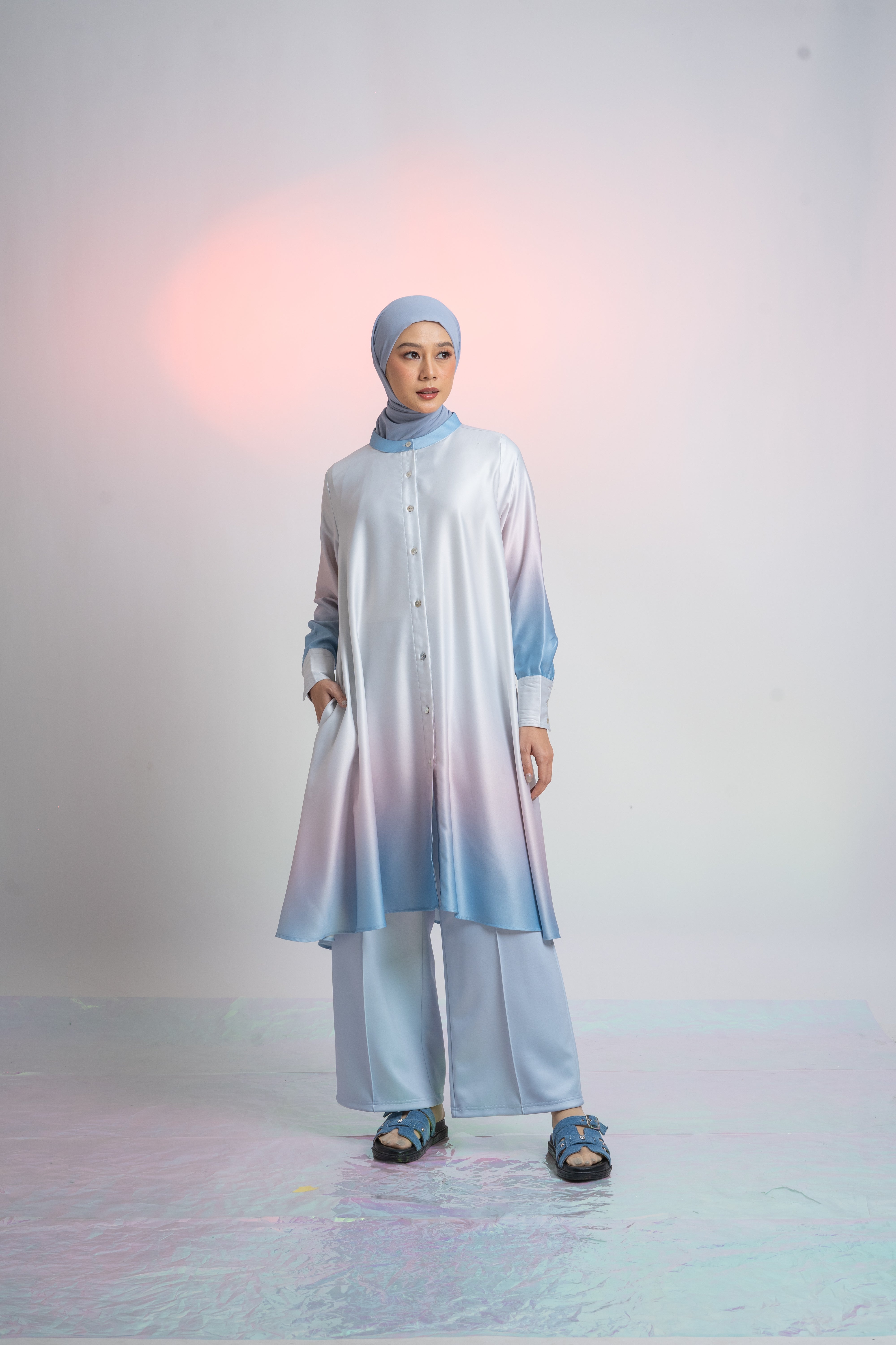 L Tunic Basic Ombre - Silver Grey