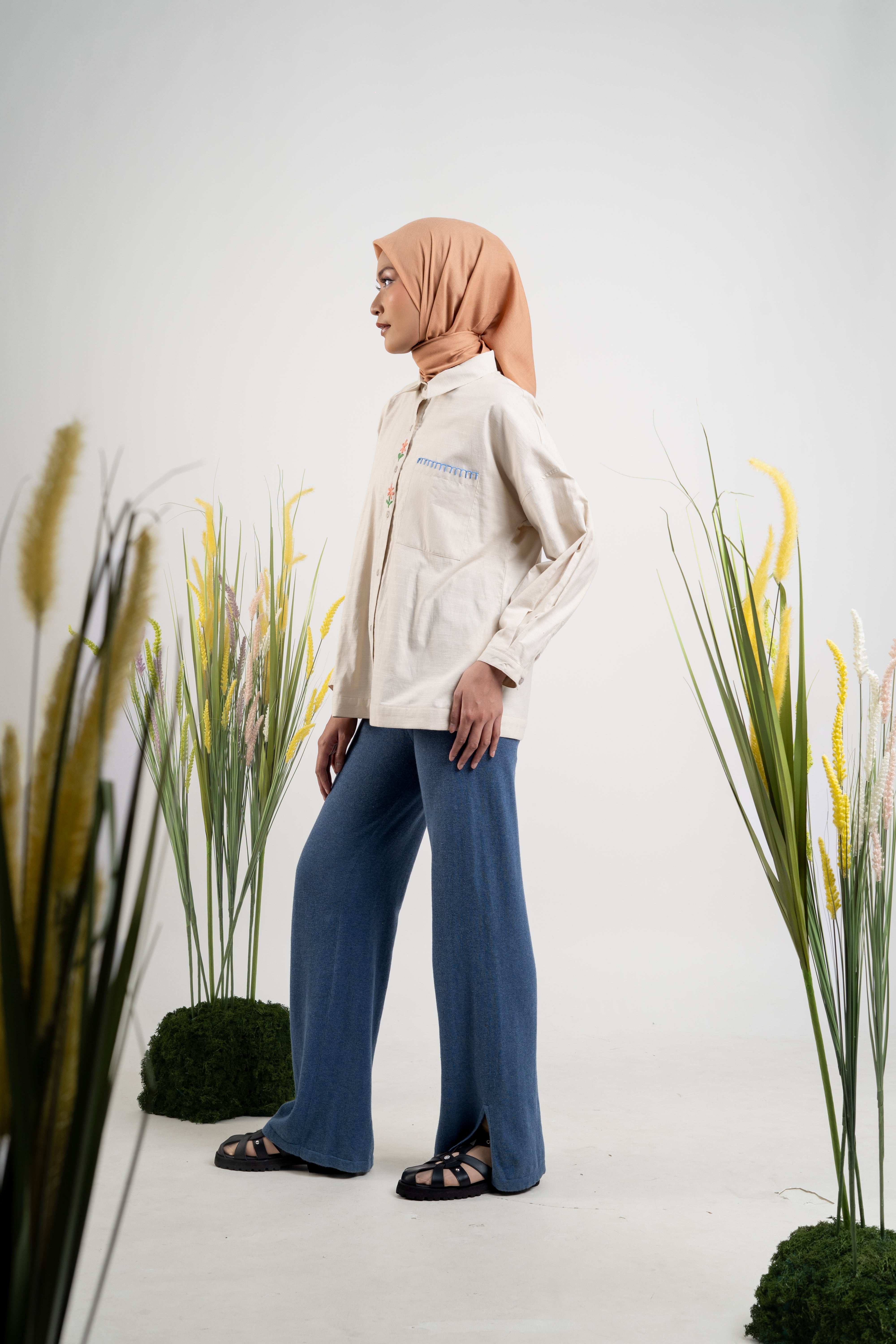 M TUNIC LINEN STITCH - BEIGE