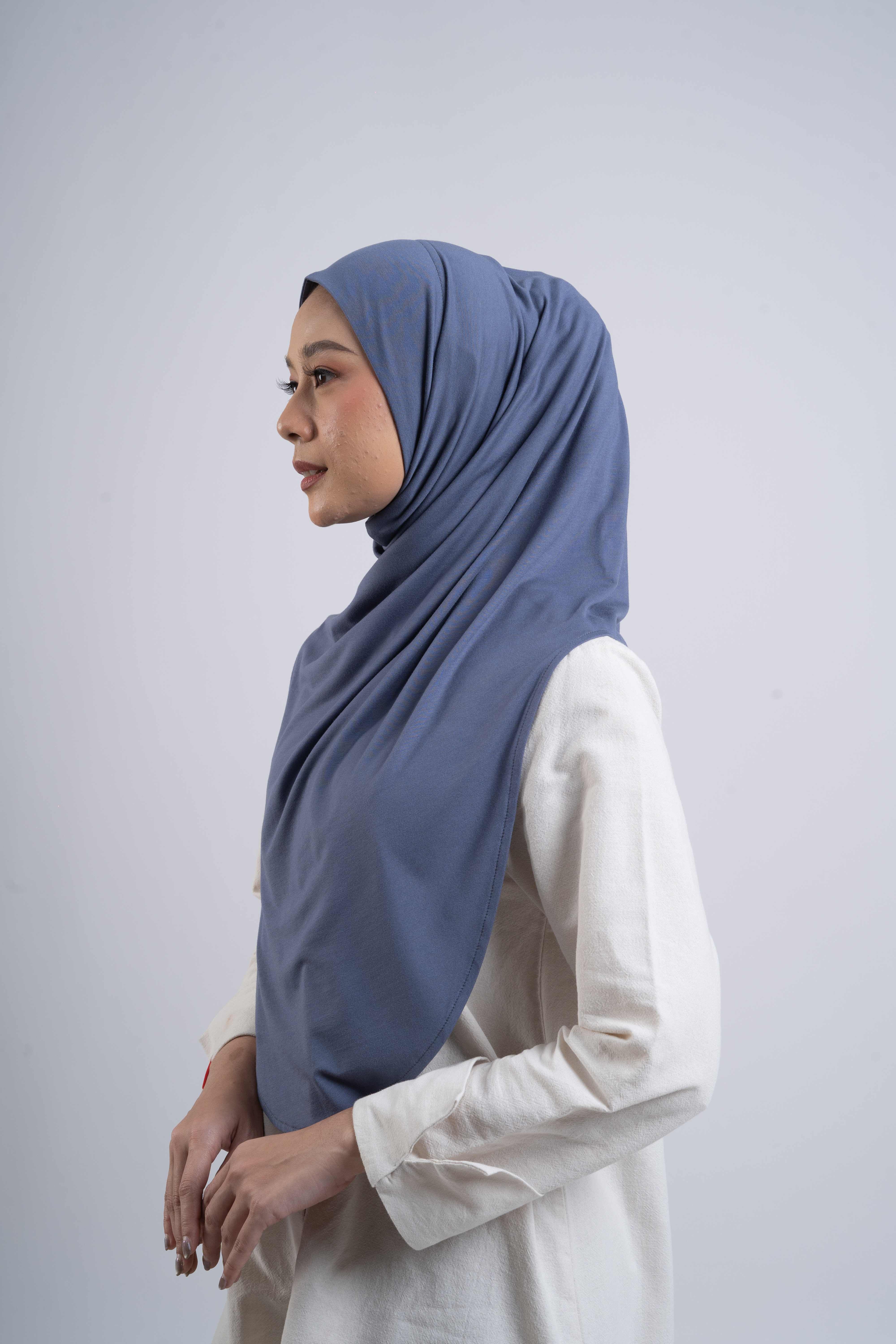 Curvy Instant Hijab - Denim