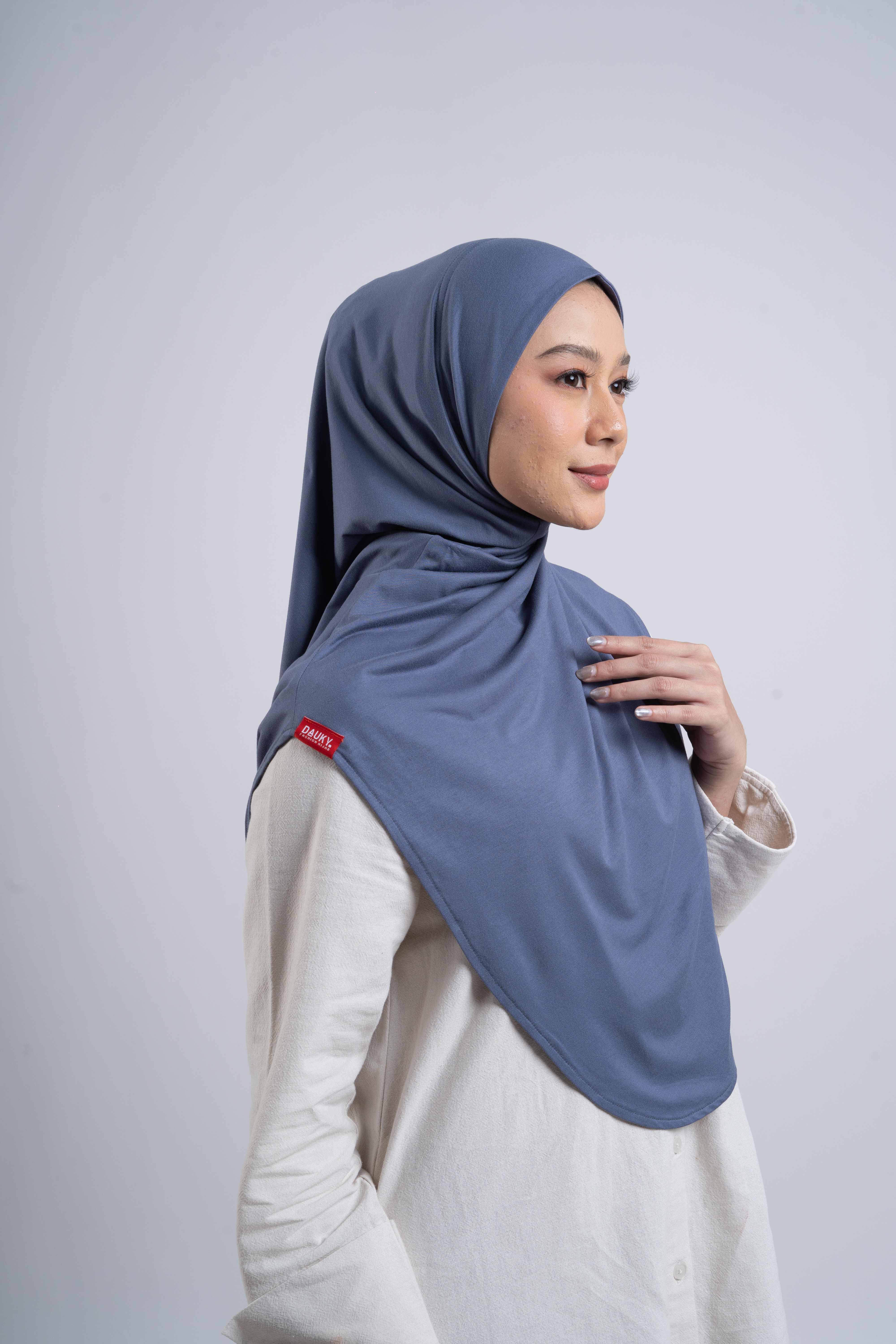 Curvy Instant Hijab - Denim