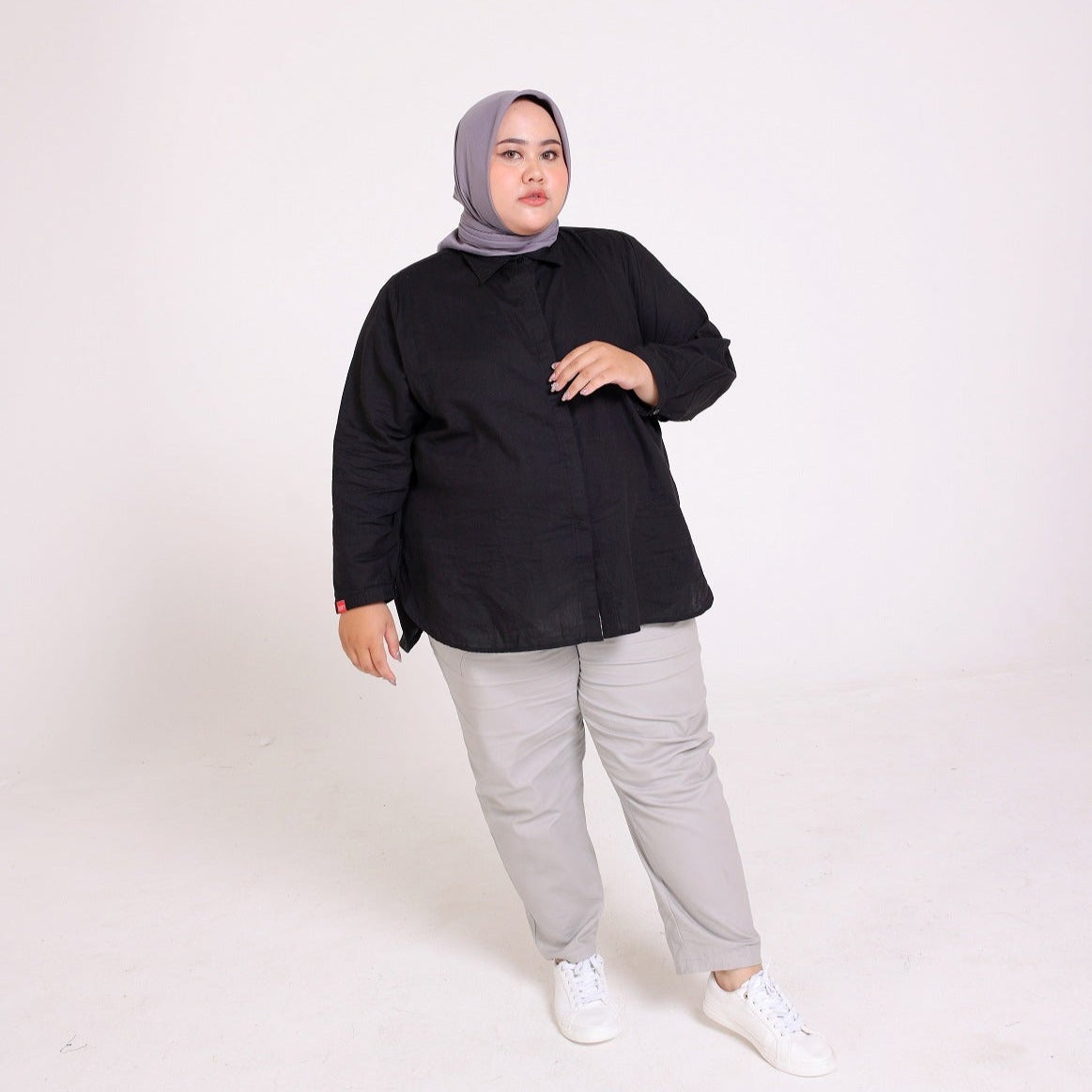 Dauky Atasan Wanita M Tunik Katun Paris Big Size - Hitam