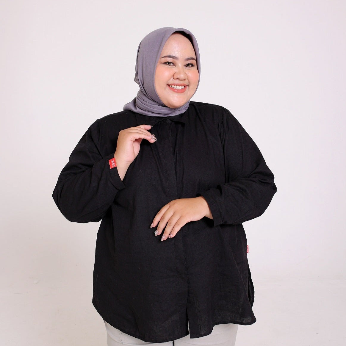 Dauky Atasan Wanita M Tunik Katun Paris Big Size - Hitam