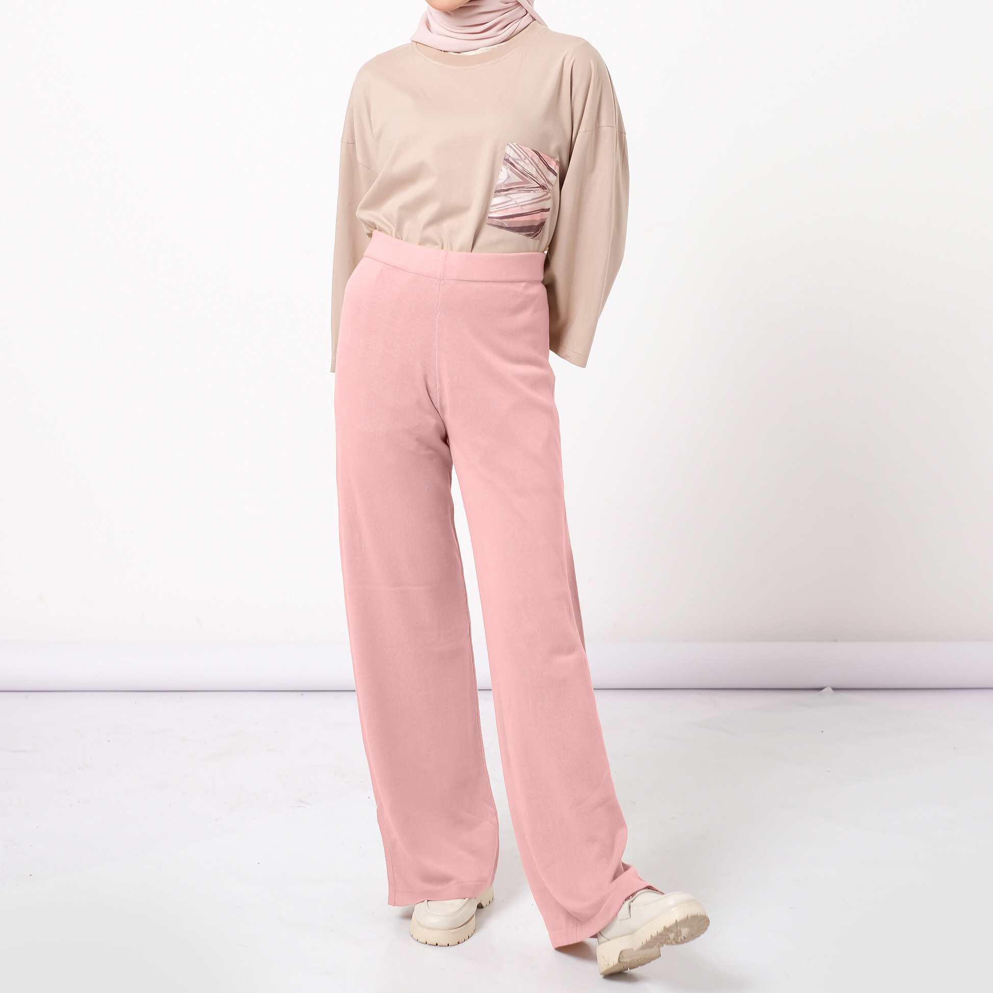Palazo Knit Cotton - Dustypink
