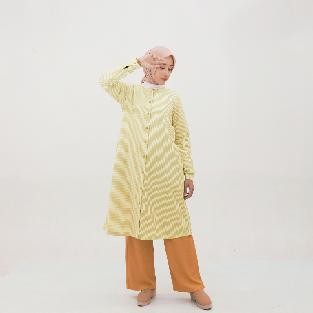 Dauky Atasan Wanita L Tunik Basic Stripe Smart Tunic Collection - Kuning