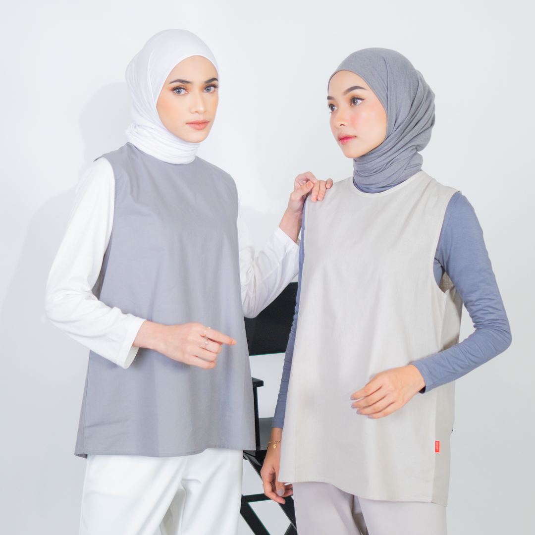 Inner Top Sleeveless Katun Basic Dauky - Silvergrey