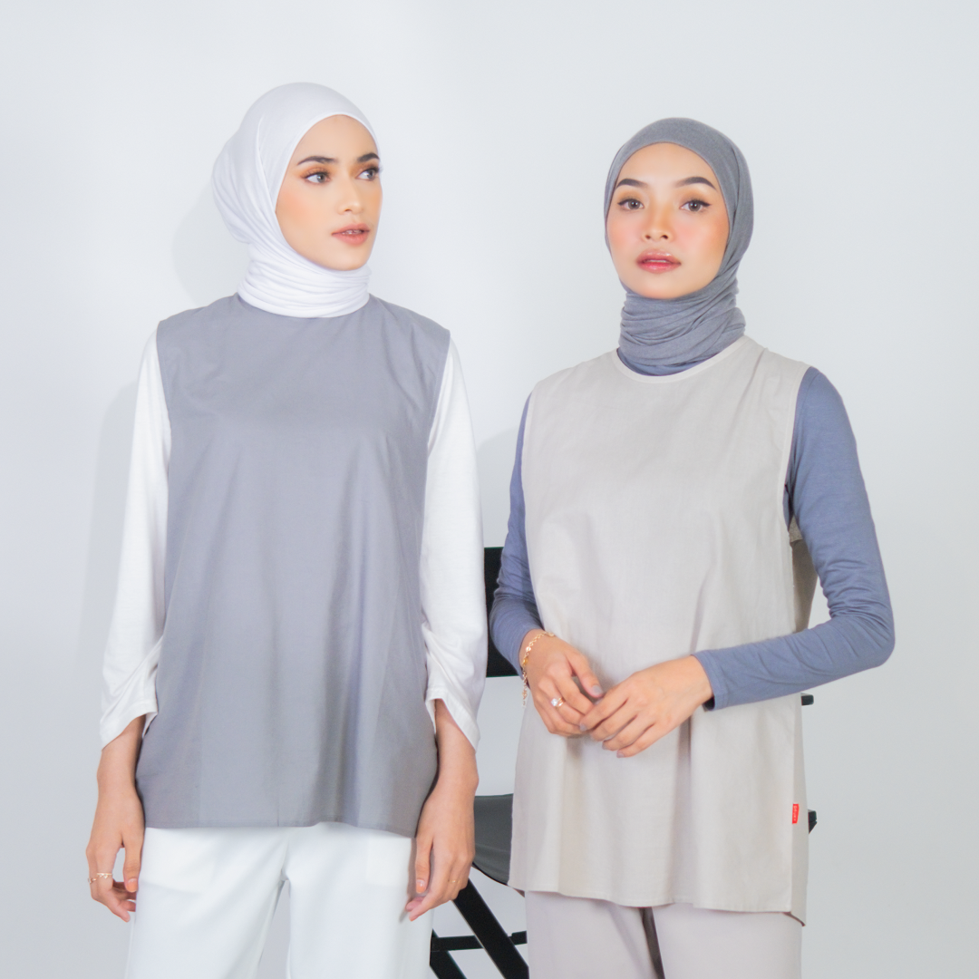 Inner Top Sleeveless Katun Basic Dauky - Silvergrey