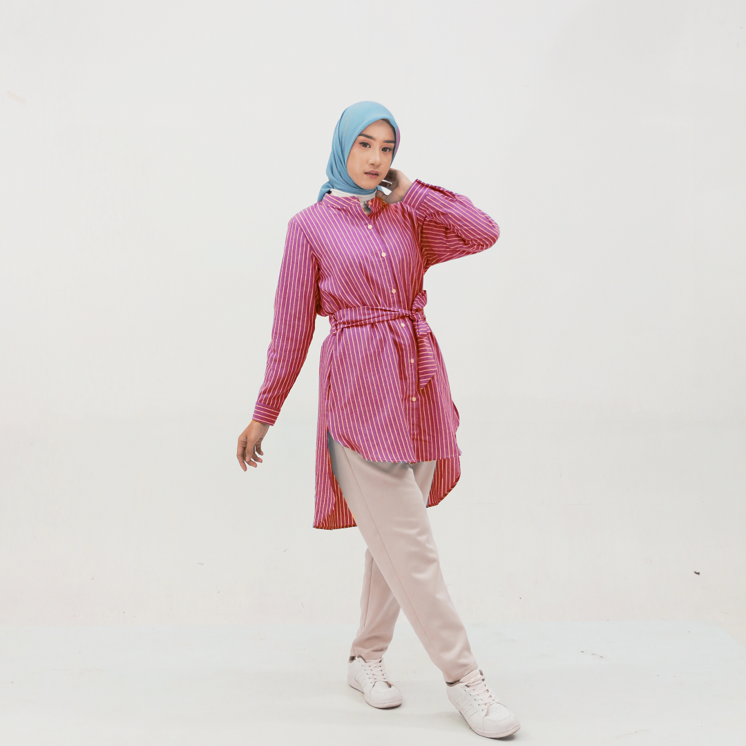 M Tunik Stripe Belt Smart Tunic Collection