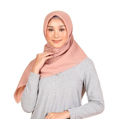 Dauky Hijab Segiempat Kerudung Polos Basic Voal Scarf - Coklat Susu