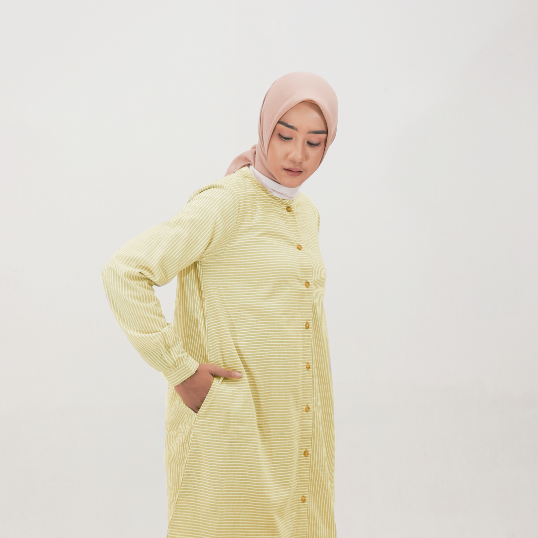 Dauky Atasan Wanita L Tunik Basic Stripe Smart Tunic Collection - Kuning