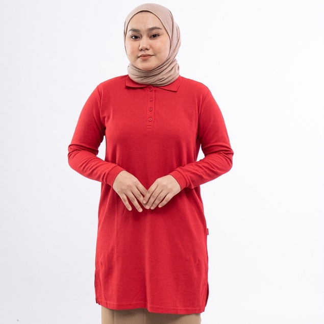 DAUKY Atasan Wanita Tunik Ladies Polo Shirt - Merah