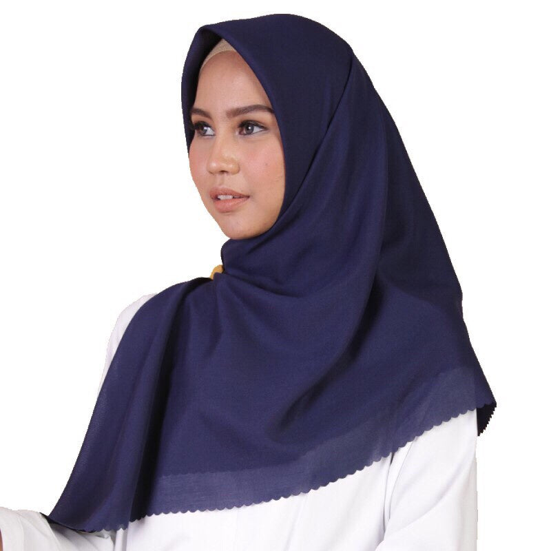 Dauky Kerudung Segiempat Polos Laser Cut Olinda Scarf - Navy
