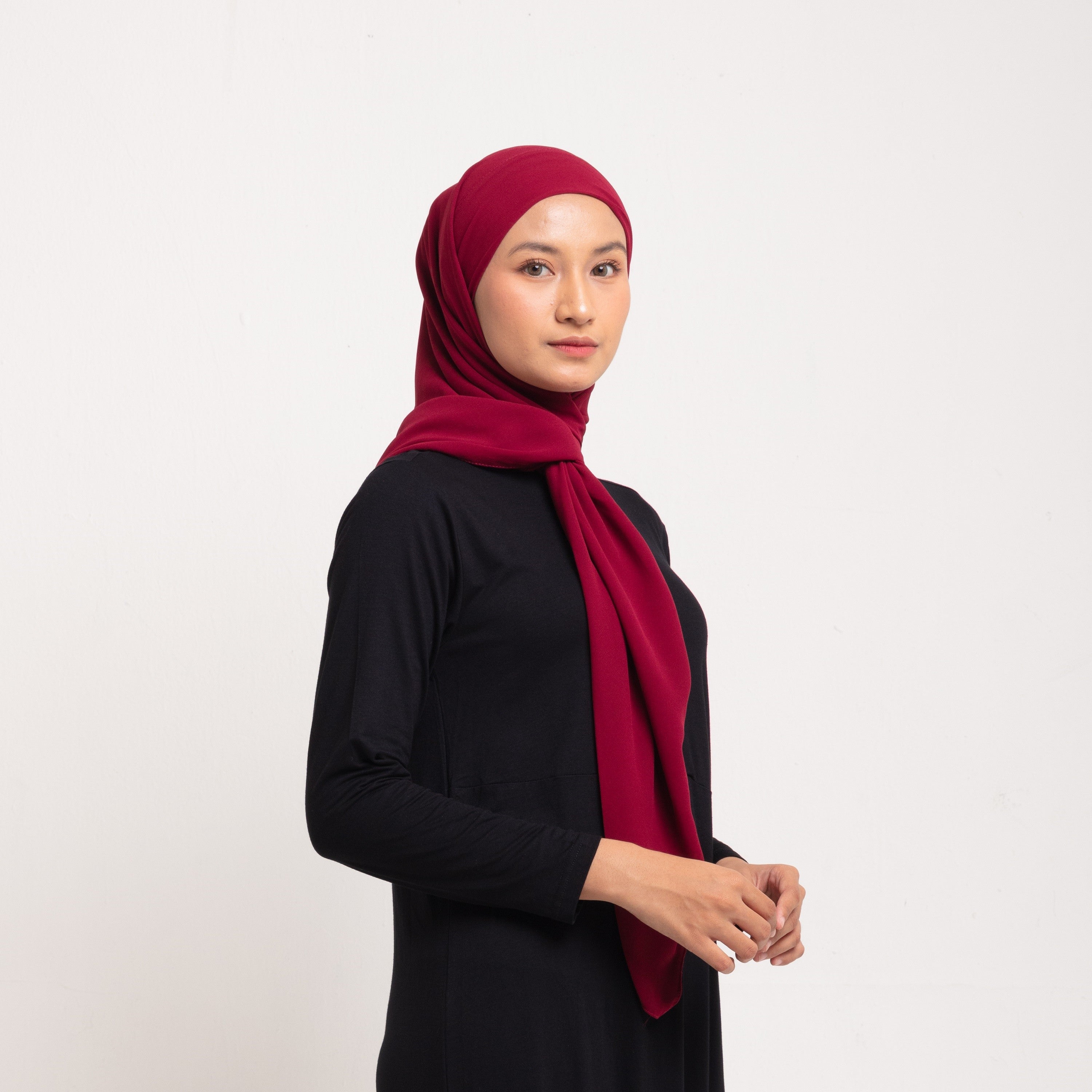 Hijab Square Instan - Burgundy