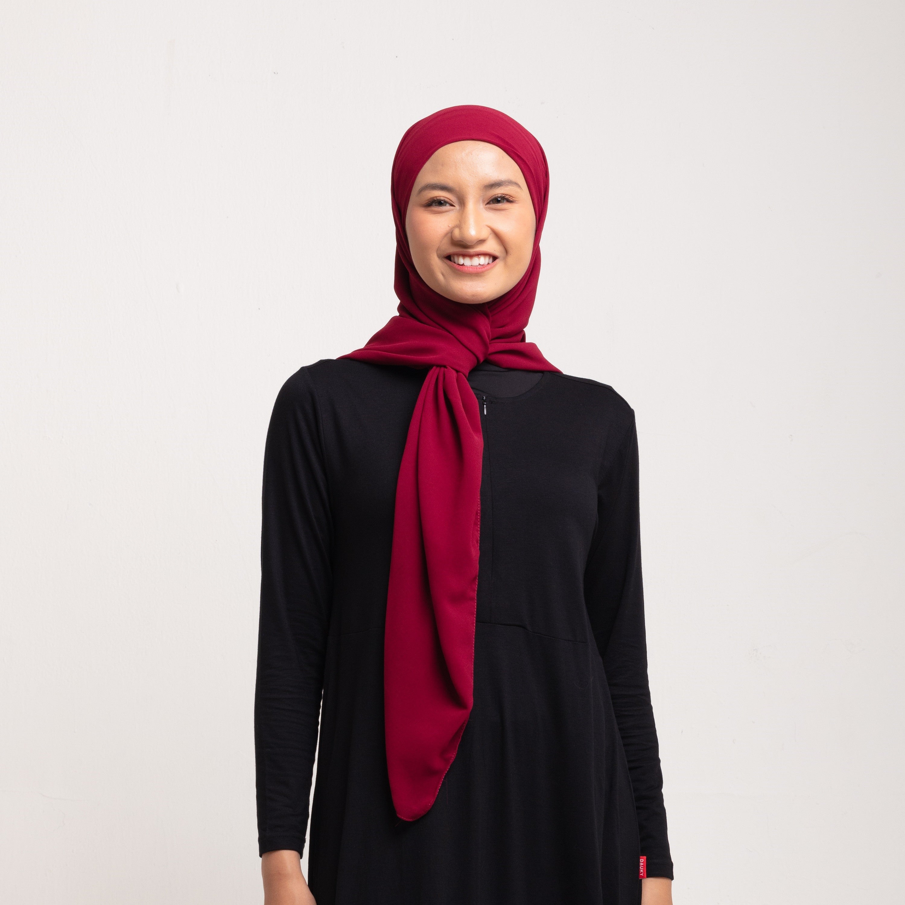 Hijab Square Instan - Burgundy
