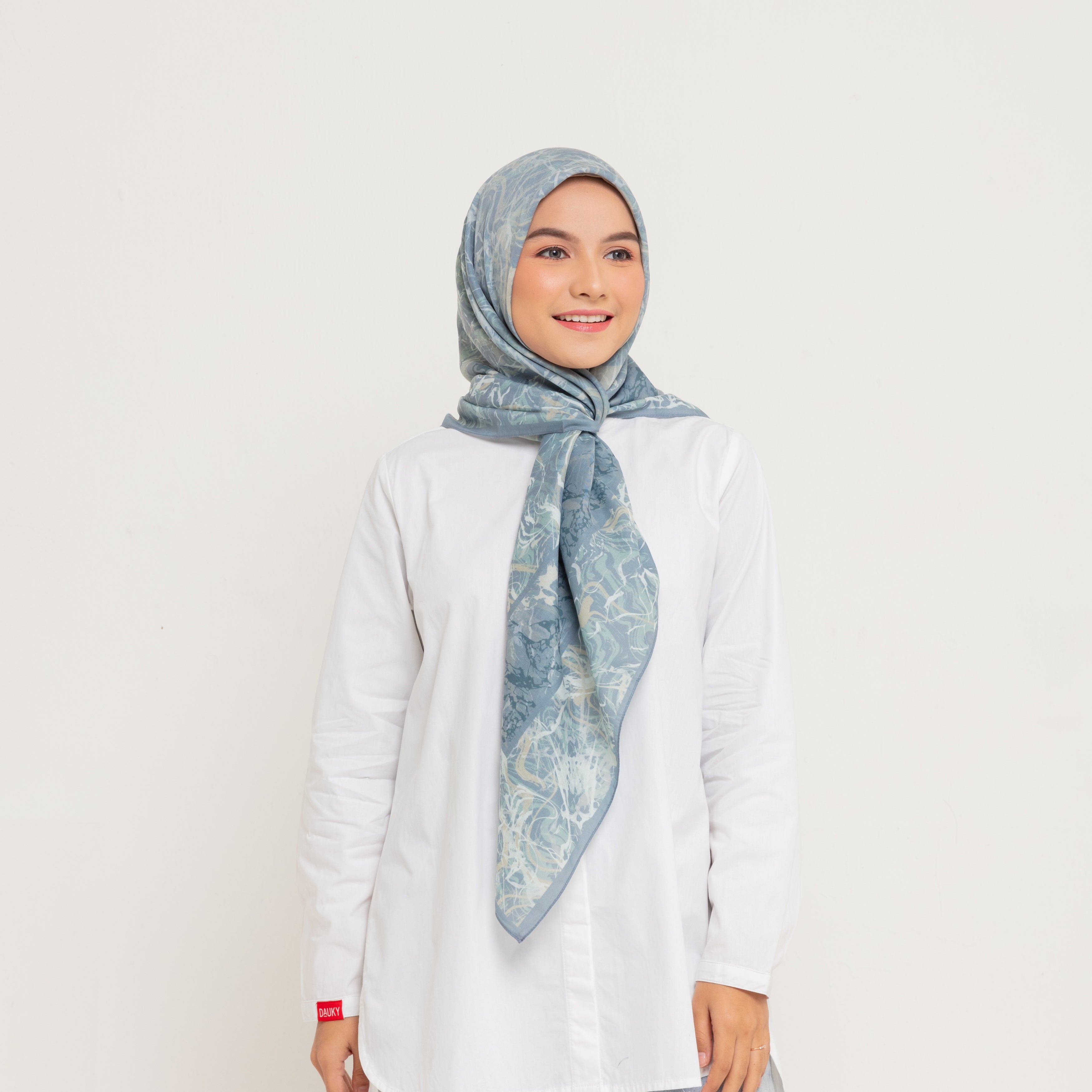 Dauky Jilbab Segiempat Marbling Scarf - Darkgrey