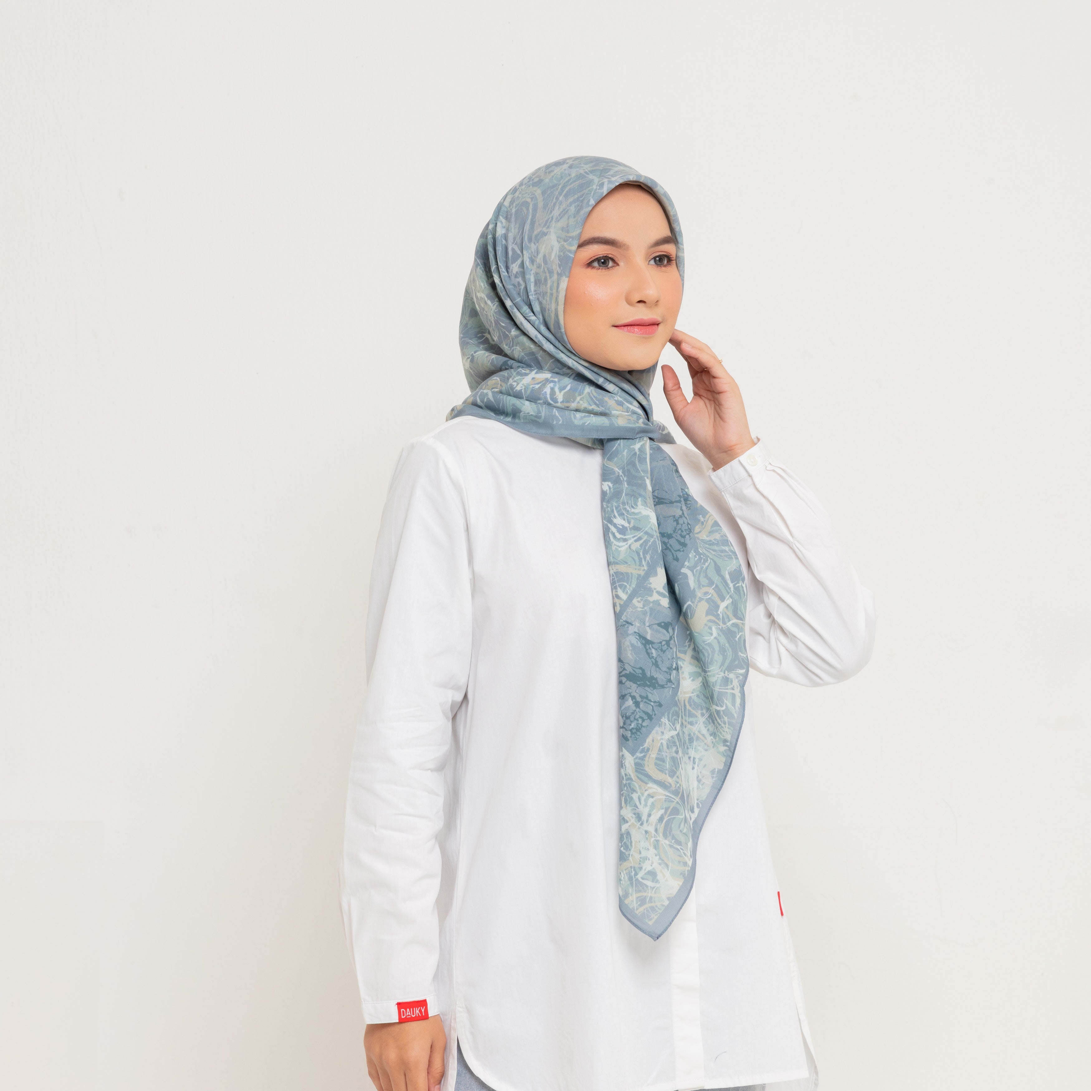 Dauky Jilbab Segiempat Marbling Scarf - Darkgrey