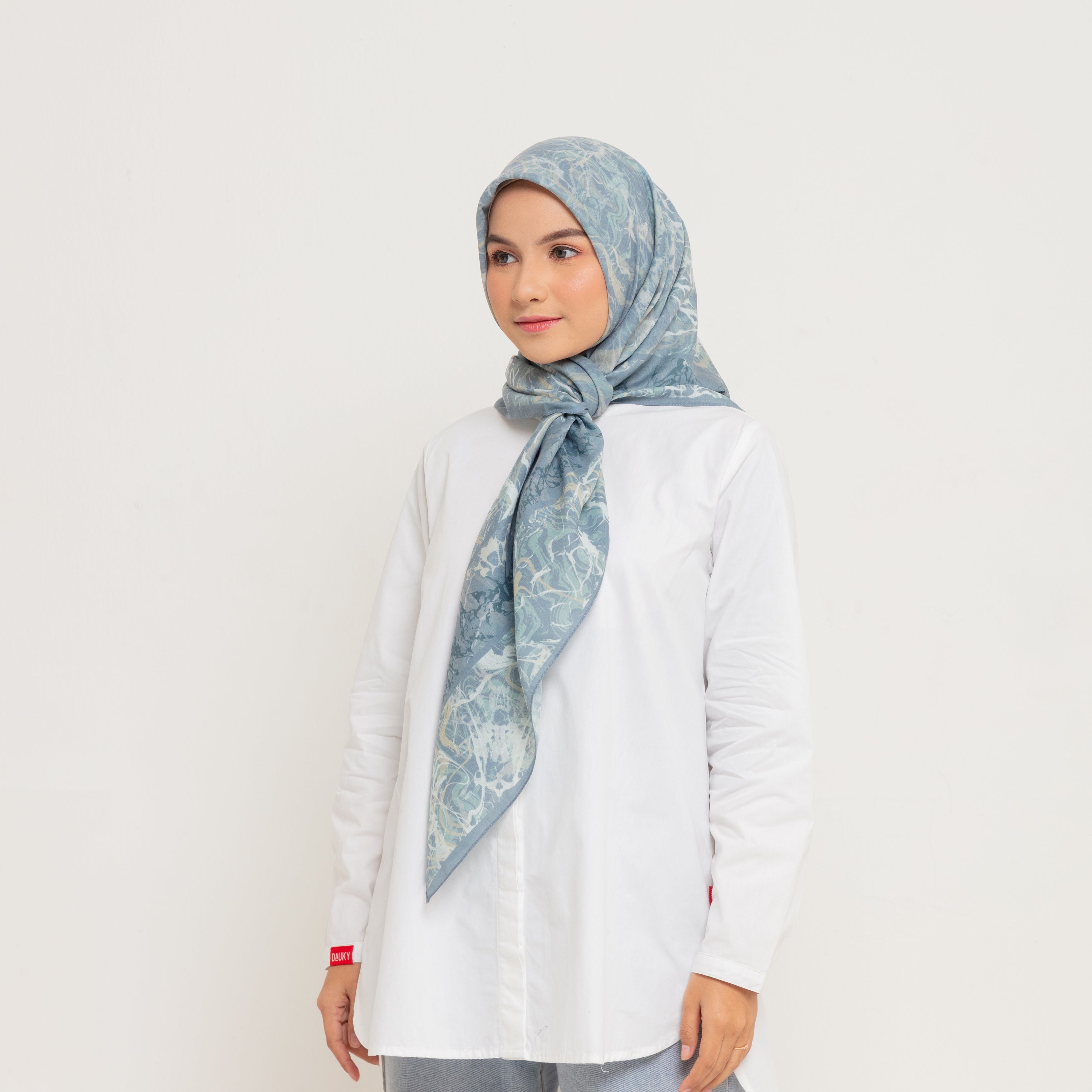 Dauky Jilbab Segiempat Marbling Scarf - Darkgrey