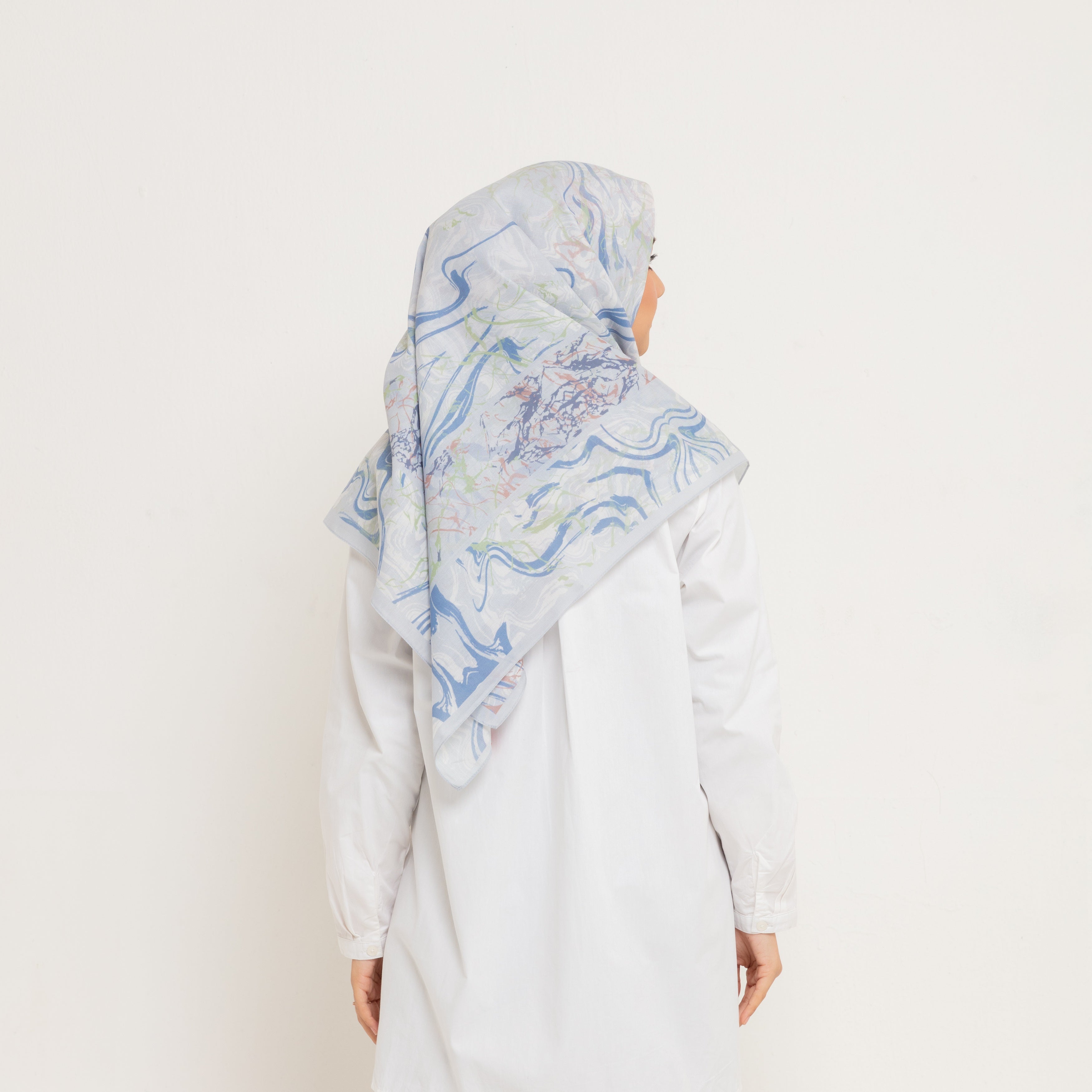 Dauky Jilbab Segiempat Marbling Scarf - Silvergrey