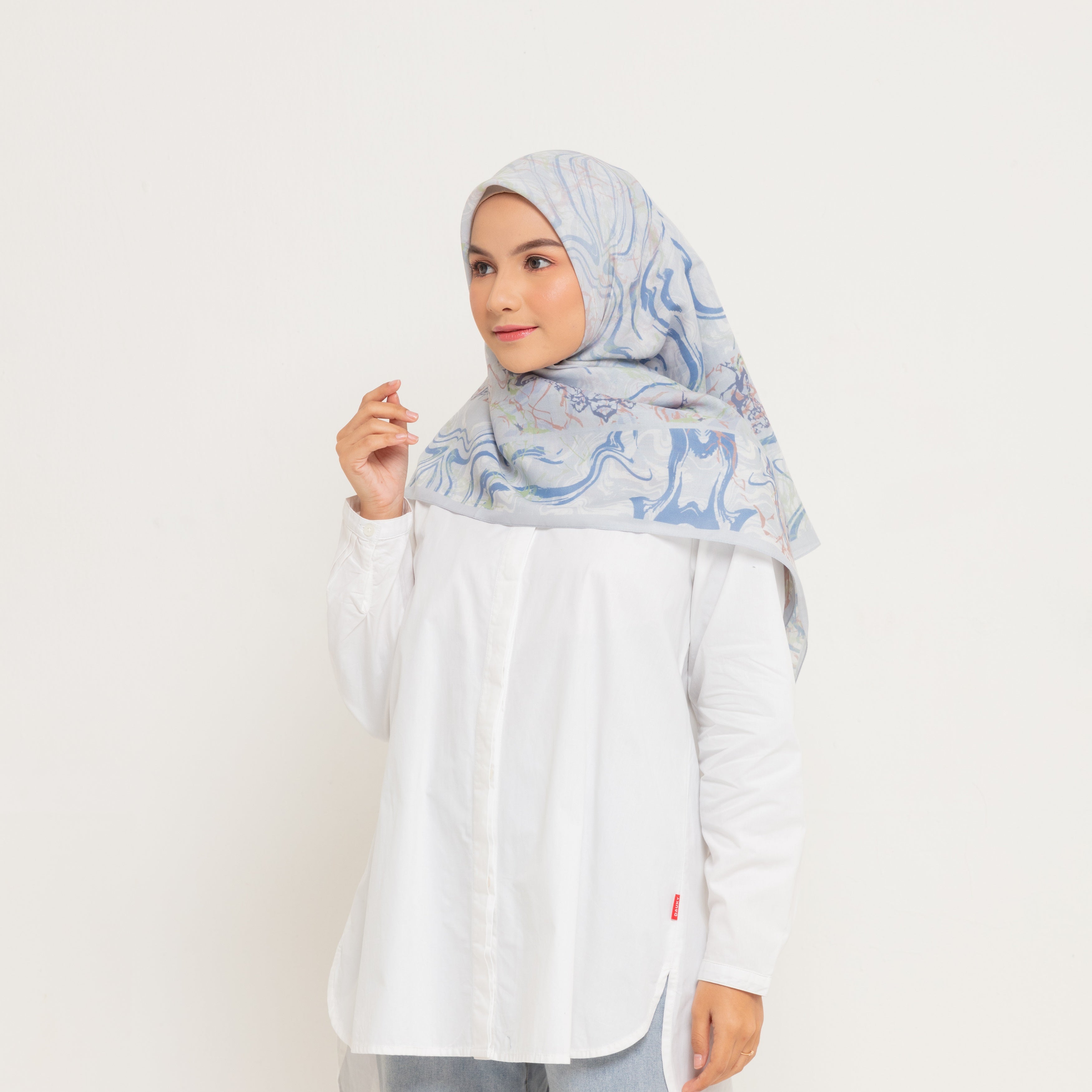 Dauky Jilbab Segiempat Marbling Scarf - Silvergrey