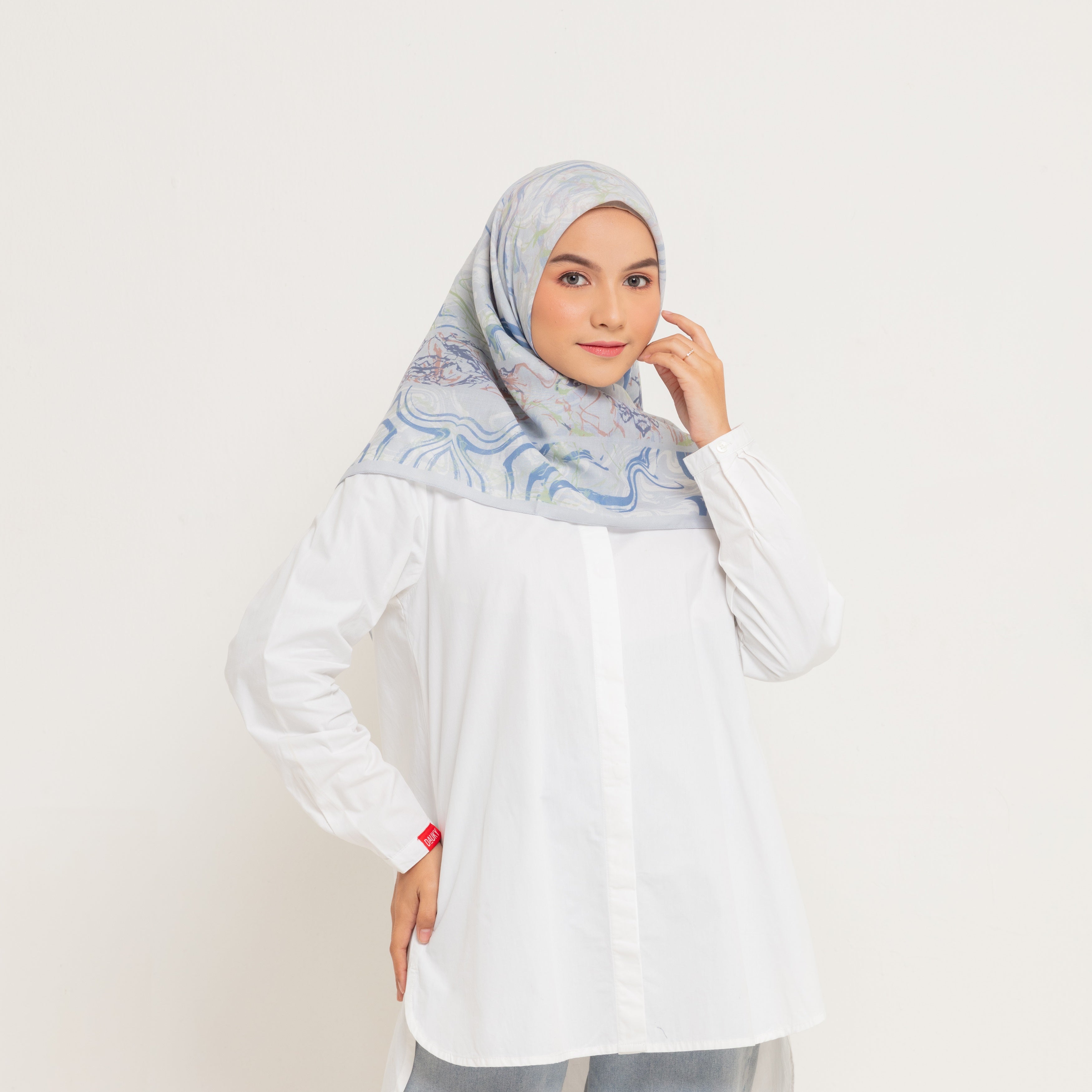 Dauky Jilbab Segiempat Marbling Scarf - Silvergrey