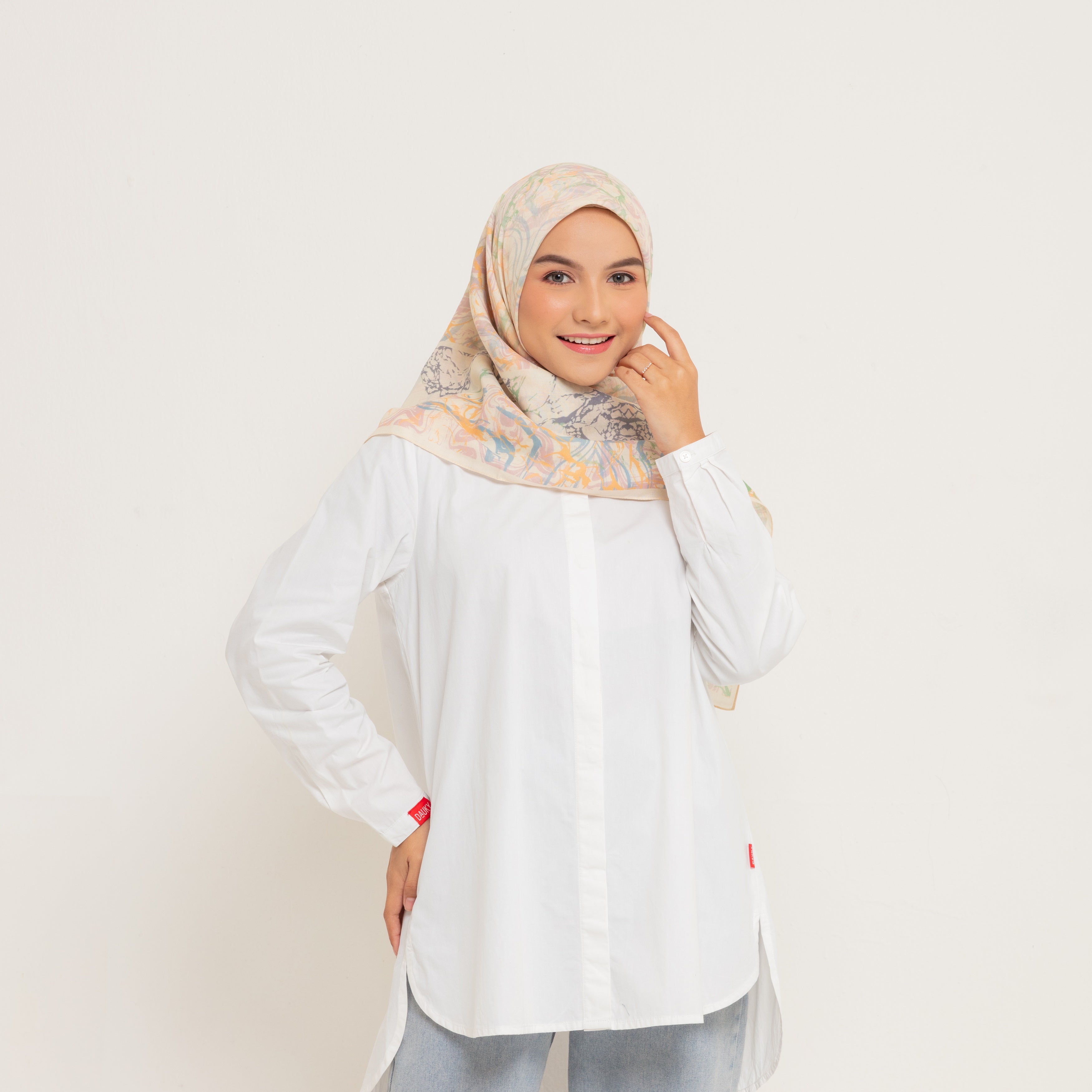 Dauky Jilbab Segiempat Marbling Scarf - BW