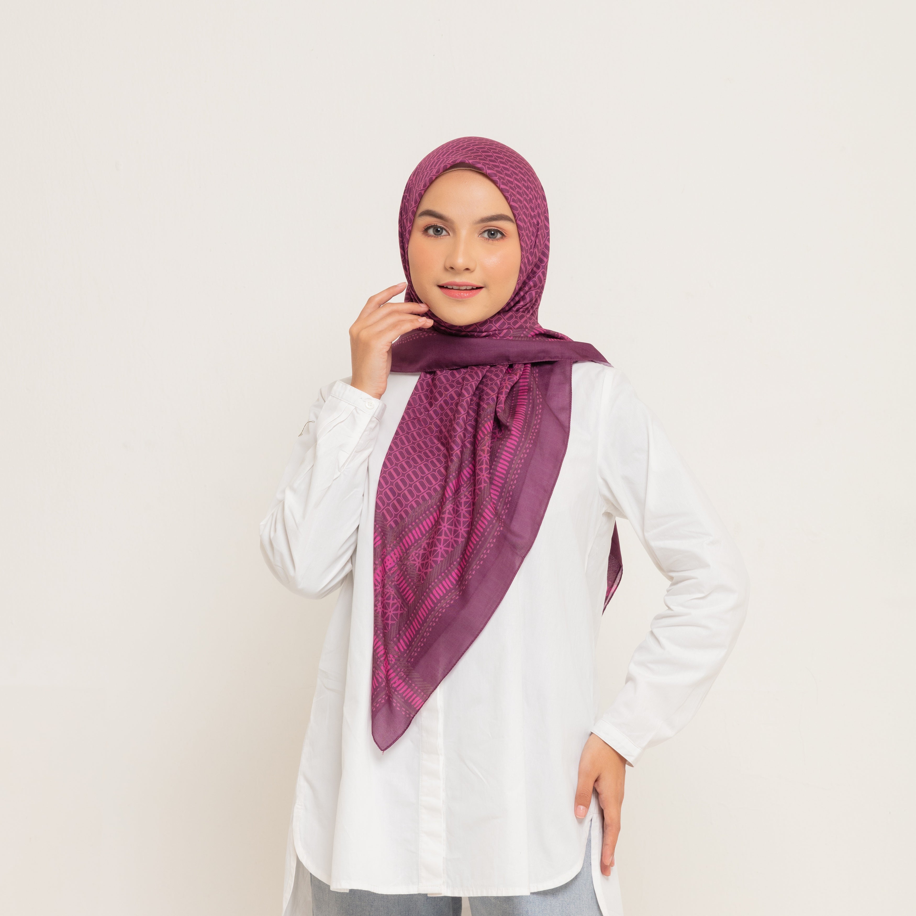 Double Border Scarf - Maroon