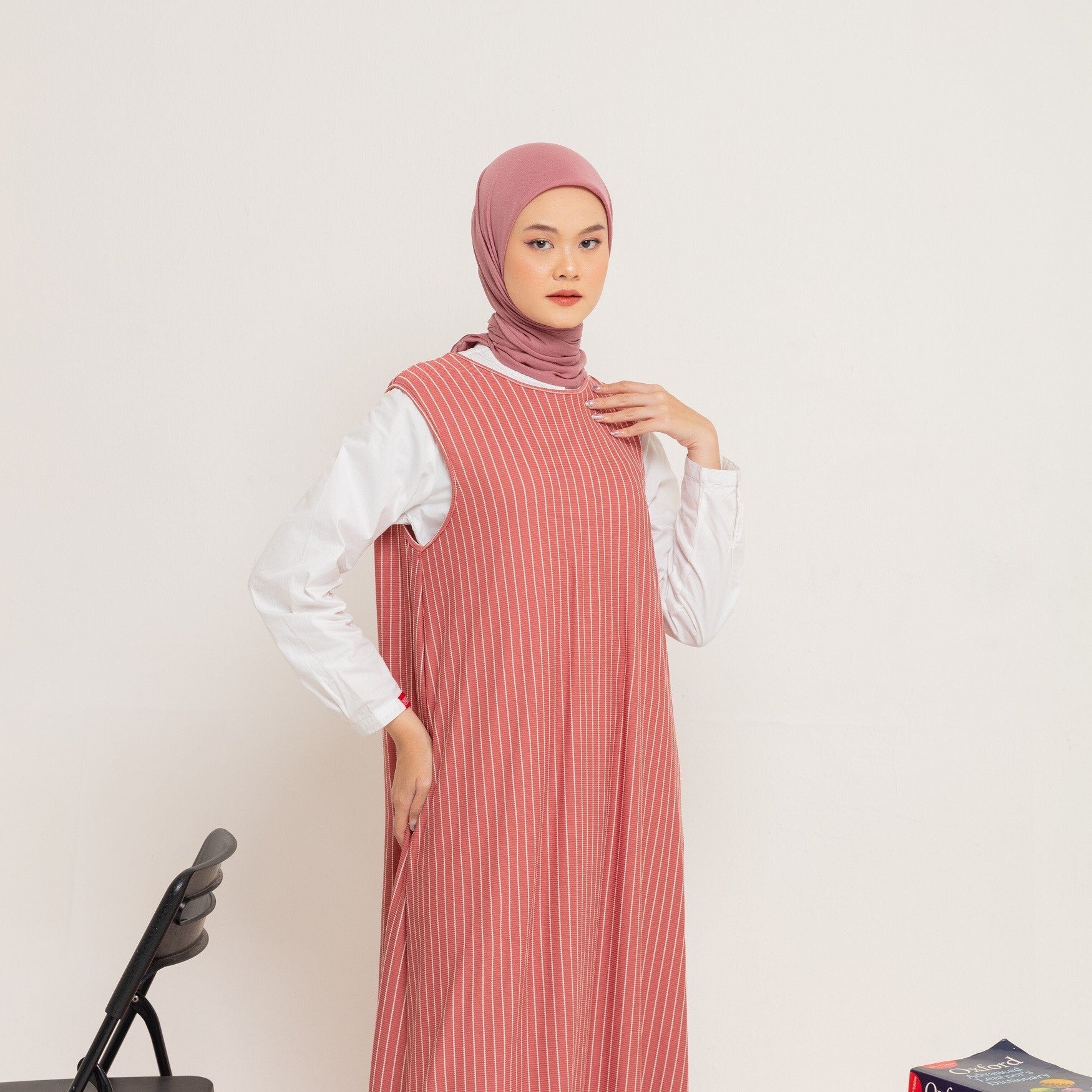 Dress Sleeveless Stripe Knit - Pink