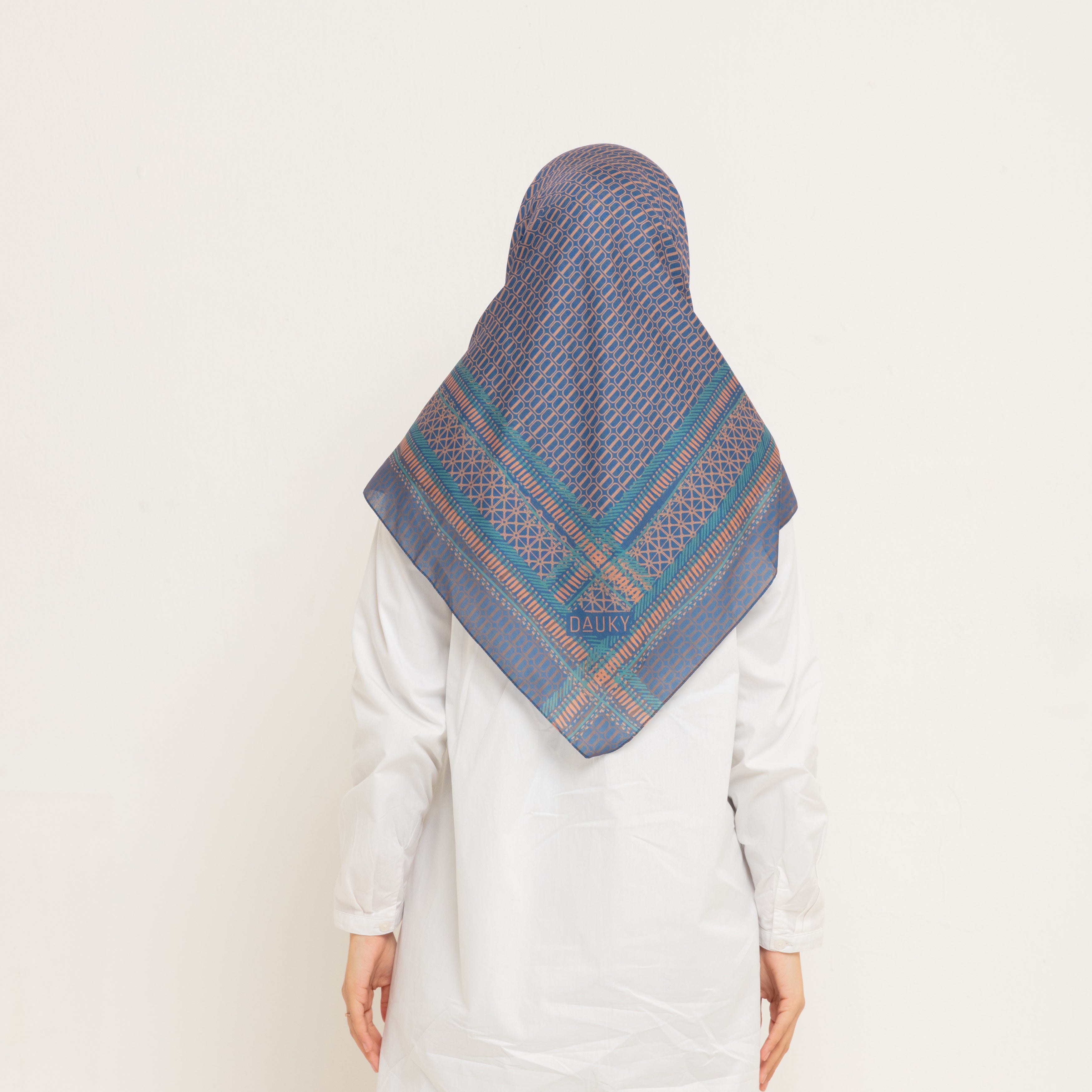 Double Border Scarf - Navy