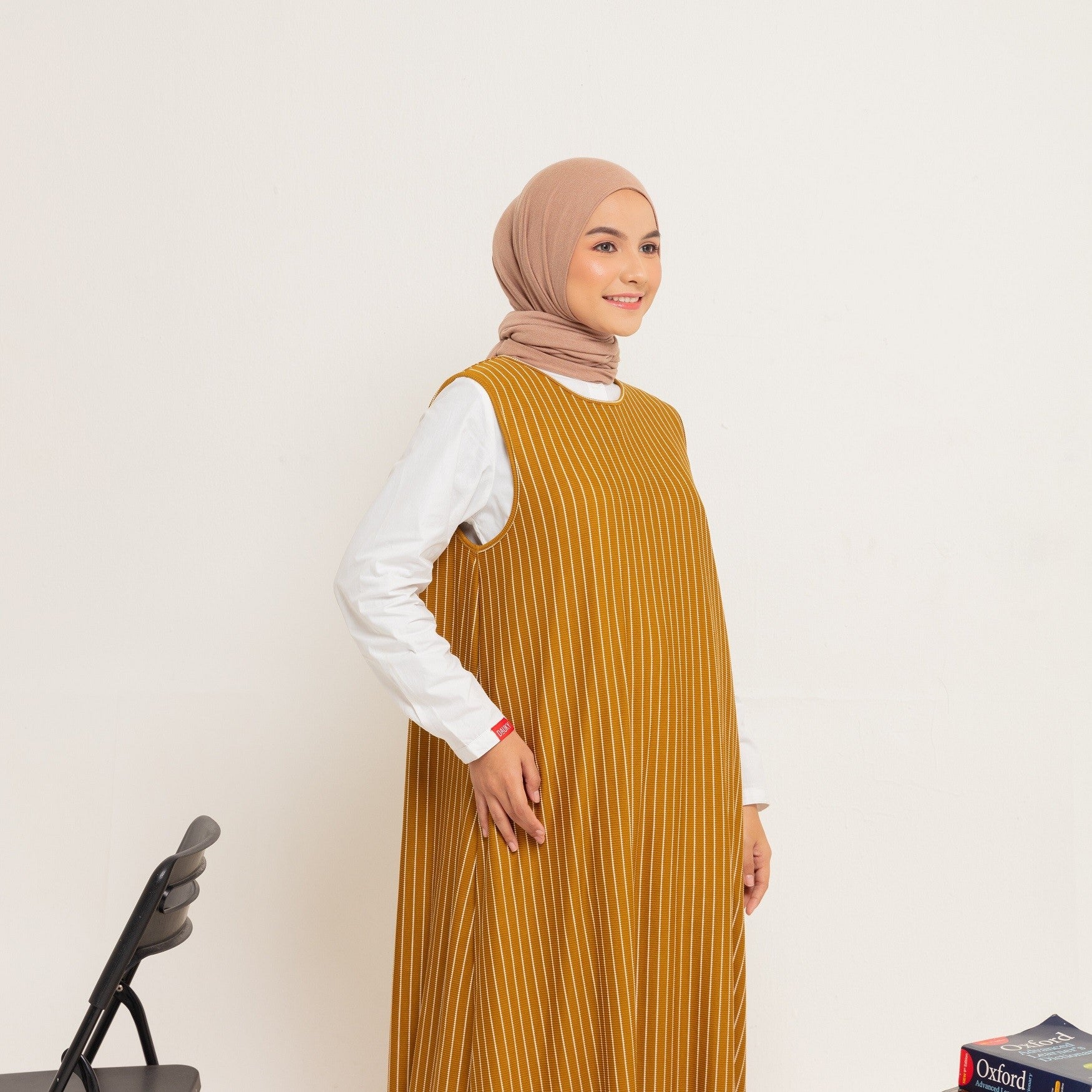 Dress Sleeveless Stripe Knit - Mustard