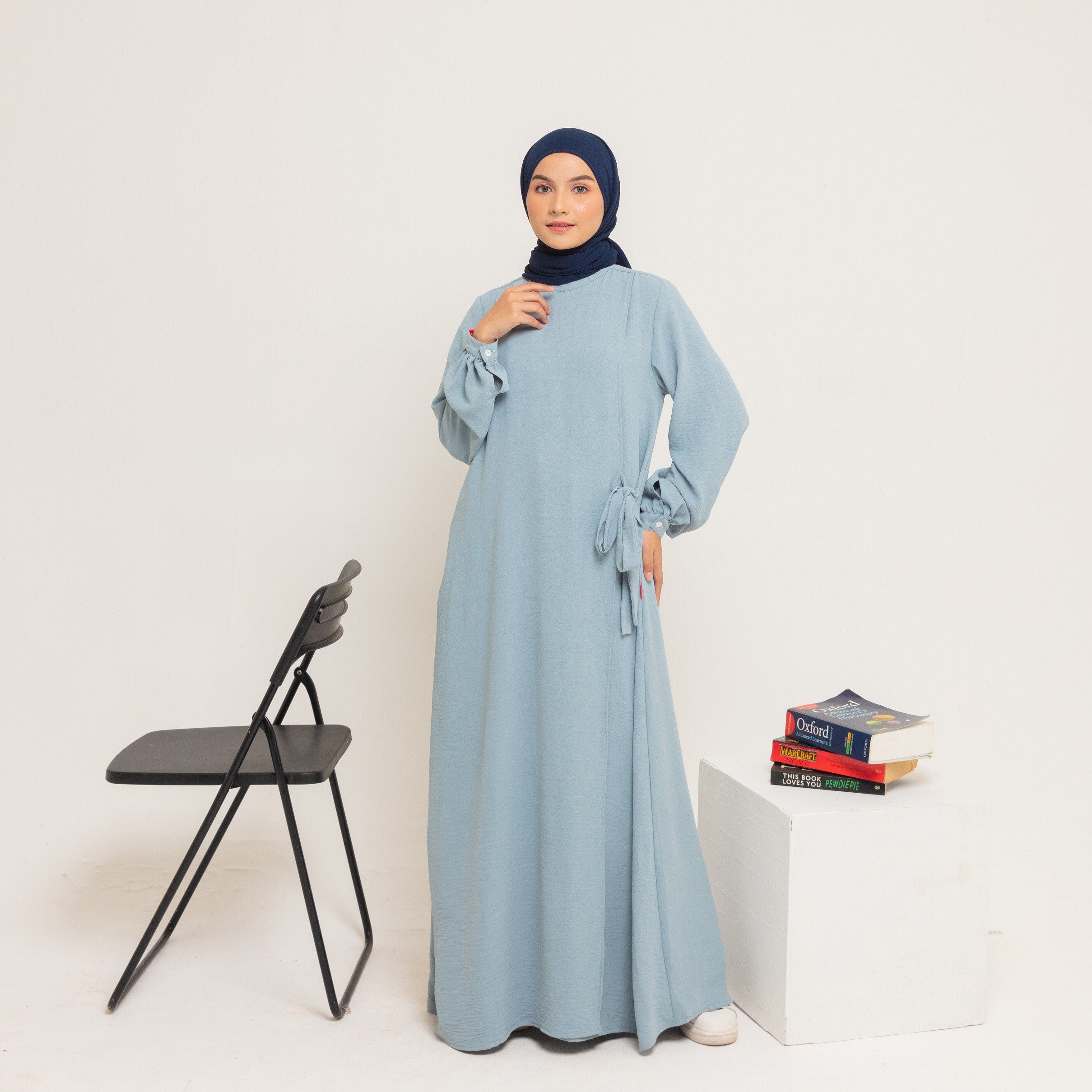 Dauky Gamis L Dress Dosila Side Belt - Dusty Blue