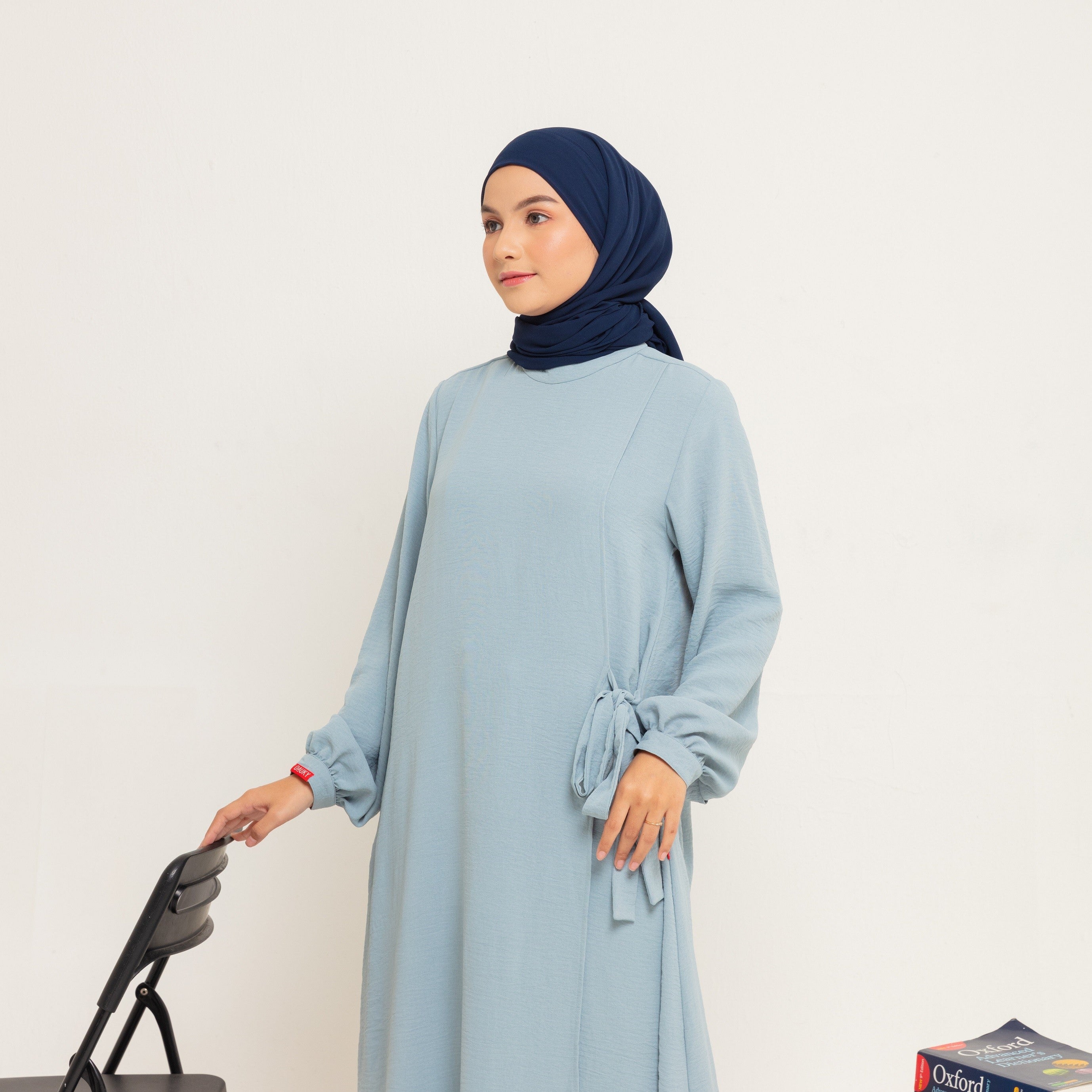 Dauky Gamis L Dress Dosila Side Belt - Dusty Blue