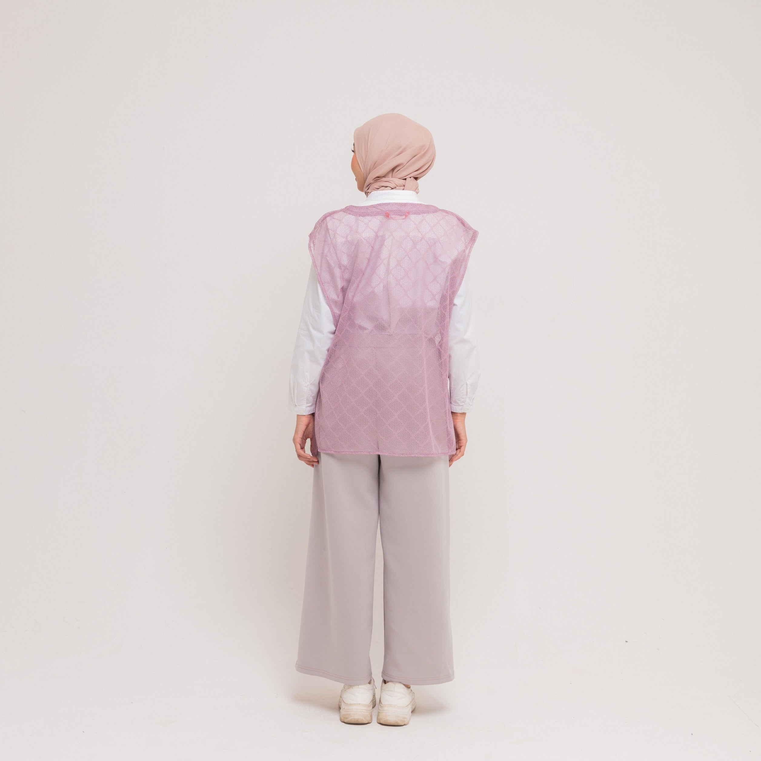 Dauky Cardigan Wanita Vest Lace Katun - Ungu