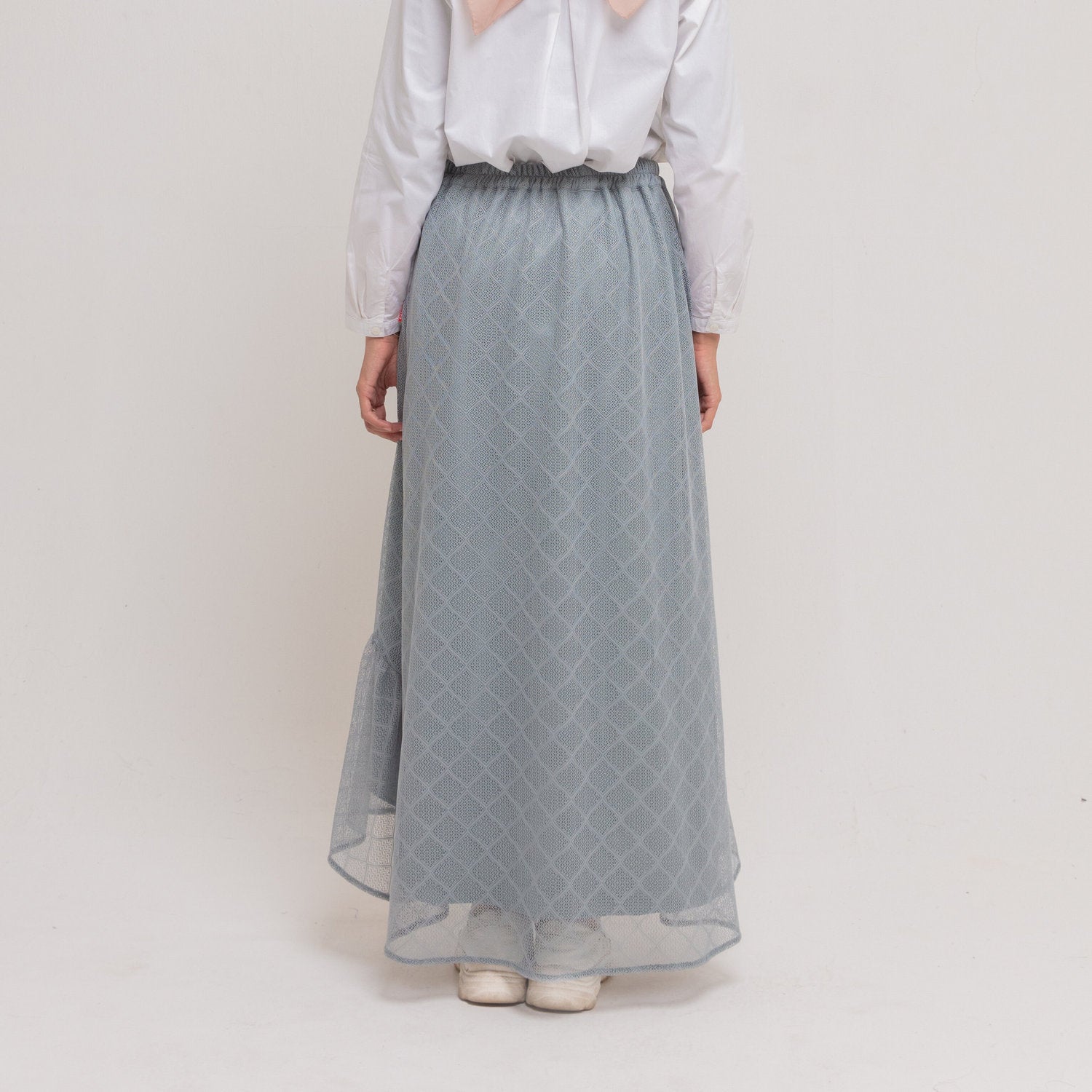 Dauky Bawahan Skirt Lace Katun Asimetris - Sage