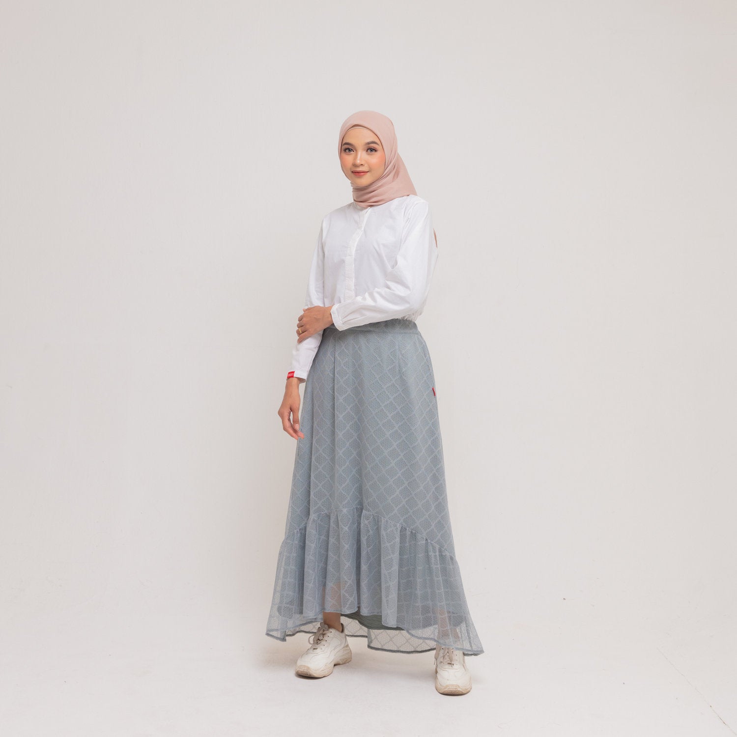 Dauky Bawahan Skirt Lace Katun Asimetris - Sage