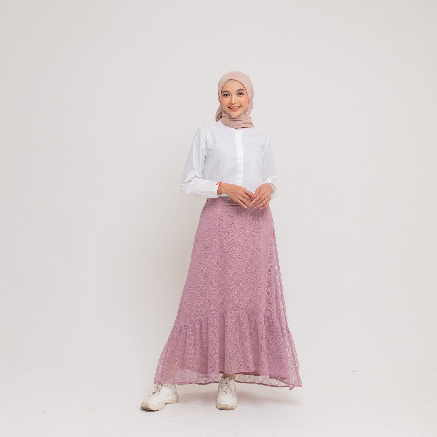 Dauky Bawahan Skirt Lace Katun Asimetris - Ungu