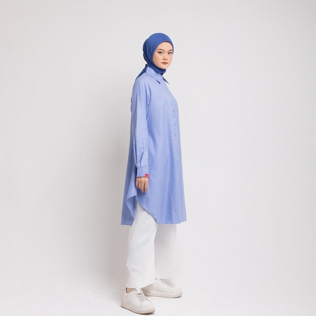 Dauky Atasan Wanita L Tunik Asimetris Smart Collection - Biru Dongker