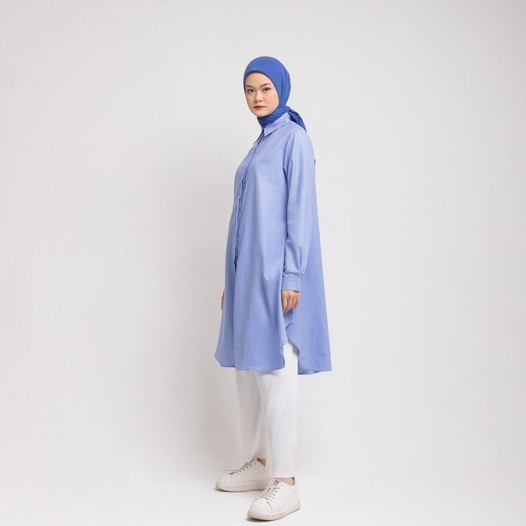 Dauky Atasan Wanita L Tunik Asimetris Smart Collection - Biru Dongker
