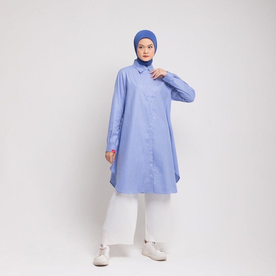 Dauky Atasan Wanita L Tunik Asimetris Smart Collection - Biru Dongker