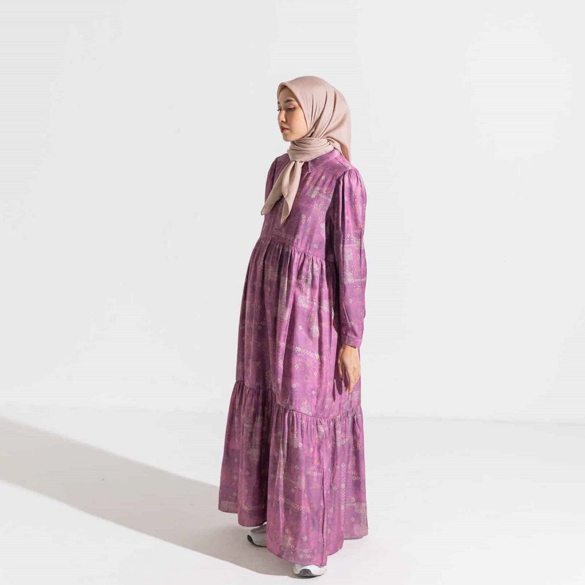 Dress Wanita Muslim Dauky Gamis L Dress Bohe Series - Burgundy