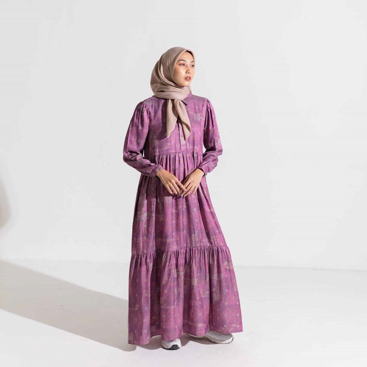 Dress Wanita Muslim Dauky Gamis L Dress Bohe Series - Burgundy